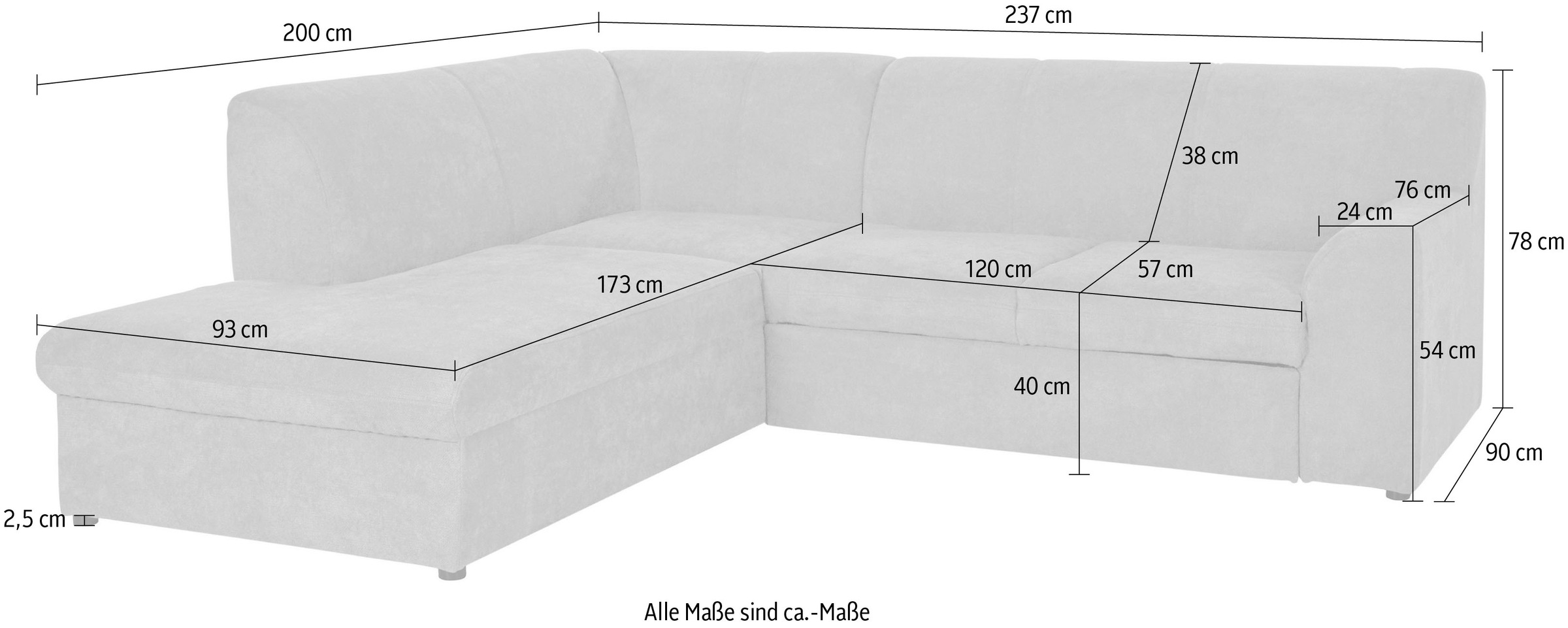 DOMO collection Ecksofa »Topper zeitlos elegant, kompakte Stellmaße, OTTOs Choice, L-Form«, mit Ottomane, wahlweise mit Schlaffunktion