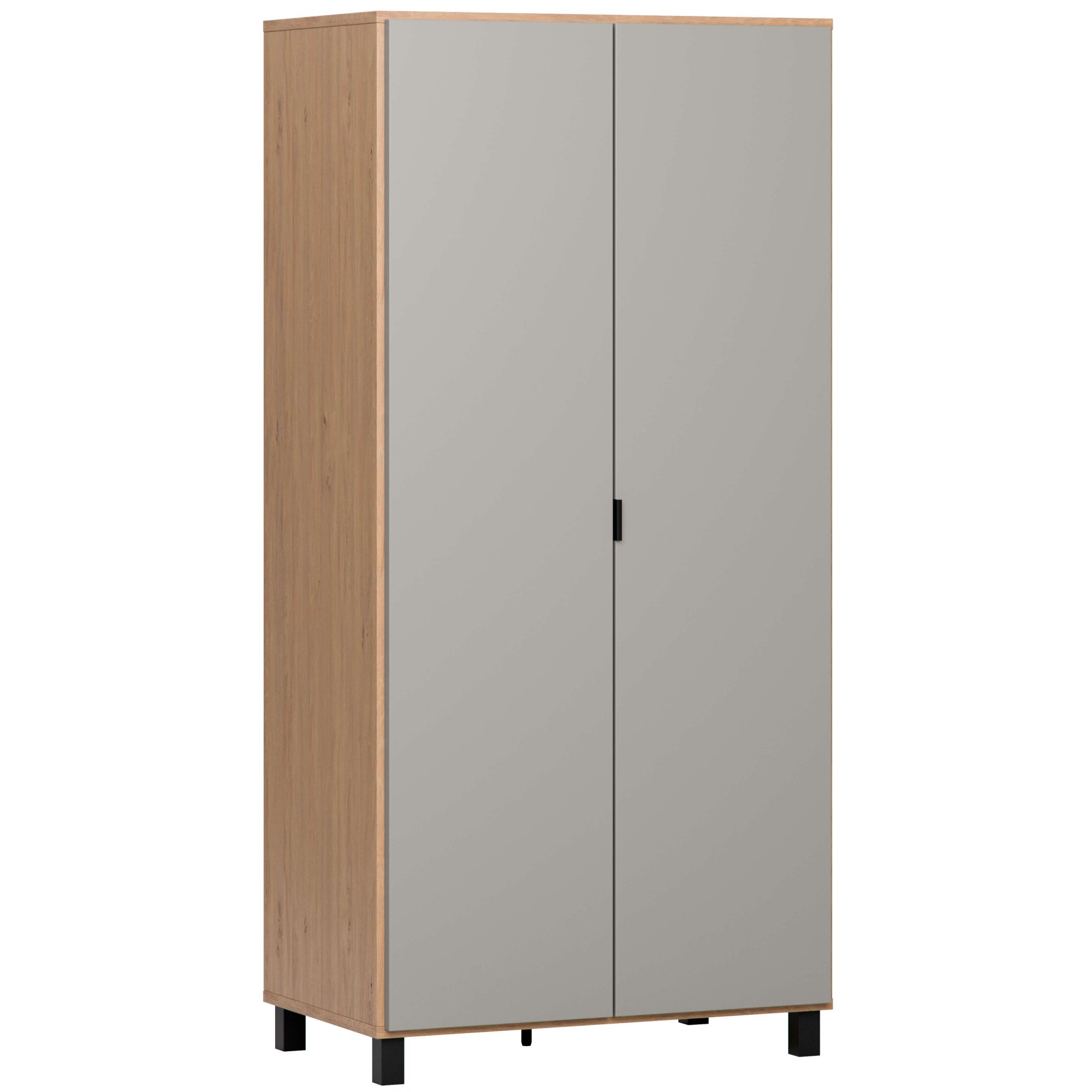 VOX Kleiderschrank »SIMPLE , Wäscheschrank mit 5 Einlegeböden und 2 Kleiderstangen« B/H/T ca. 93/186/57cm,  mit 2 Drehtüren und schwarzen Griffen, Maße B/T/H: 92,5/57/189,5 cm