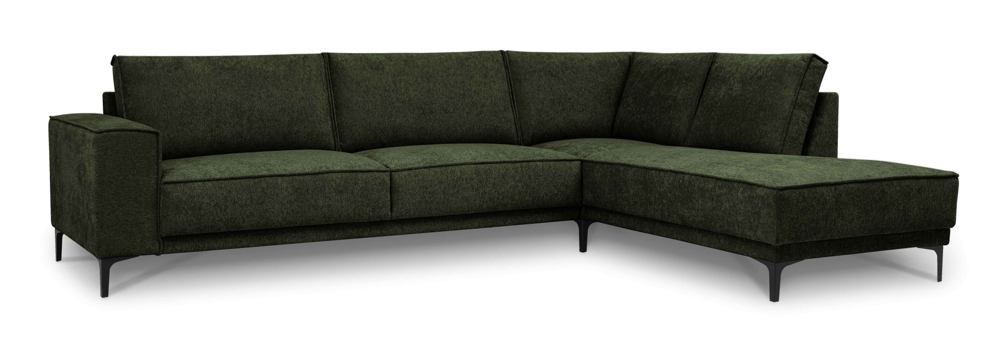 Places of Style Ecksofa »Polsterecke Oland, Struktur, Flachgewebe, Luxus-Microfaser, Boucle«, L-Form, 289 cm, Wellenunterfederung, Skandi-Design, Metallfüße