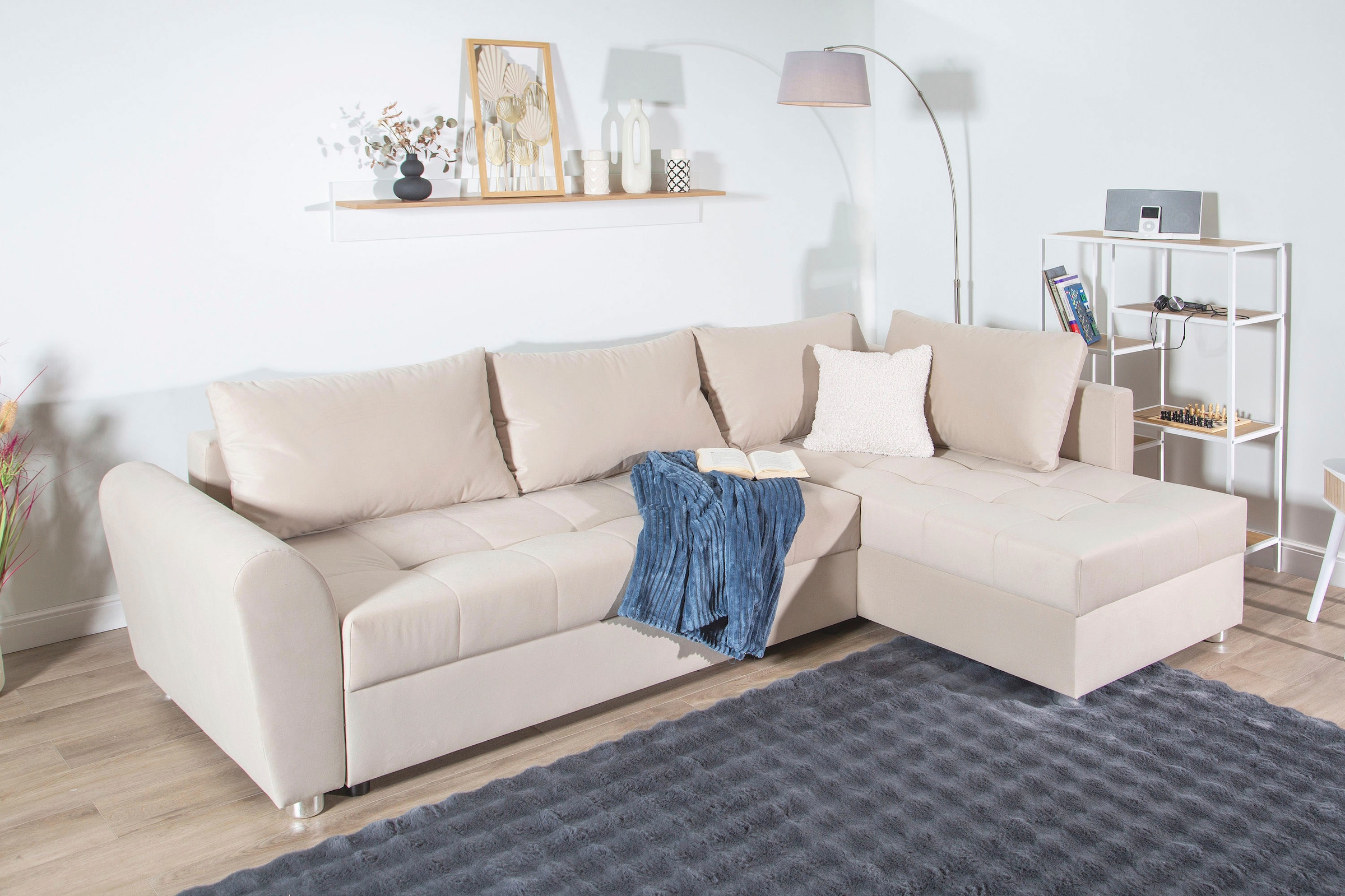 COLLECTION AB Ecksofa, Ecksofa,Bettfunktion,Bettkasten,Bonnelfederkern, Rückenkissen