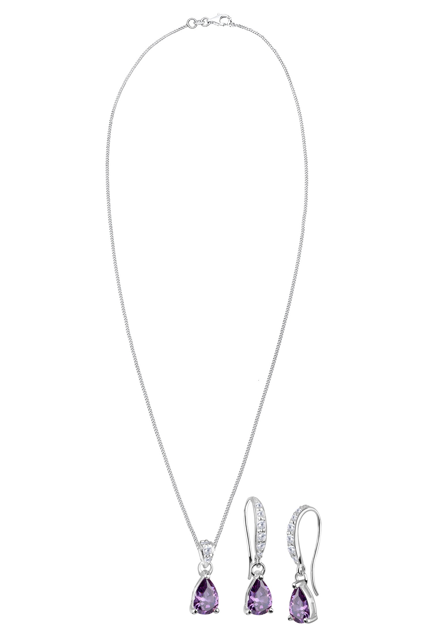 Elli Ohrring und Ketten Set »Schmuckset Ohrhänger und Anhänger mit Zirkonia 925 Sterling Silber«