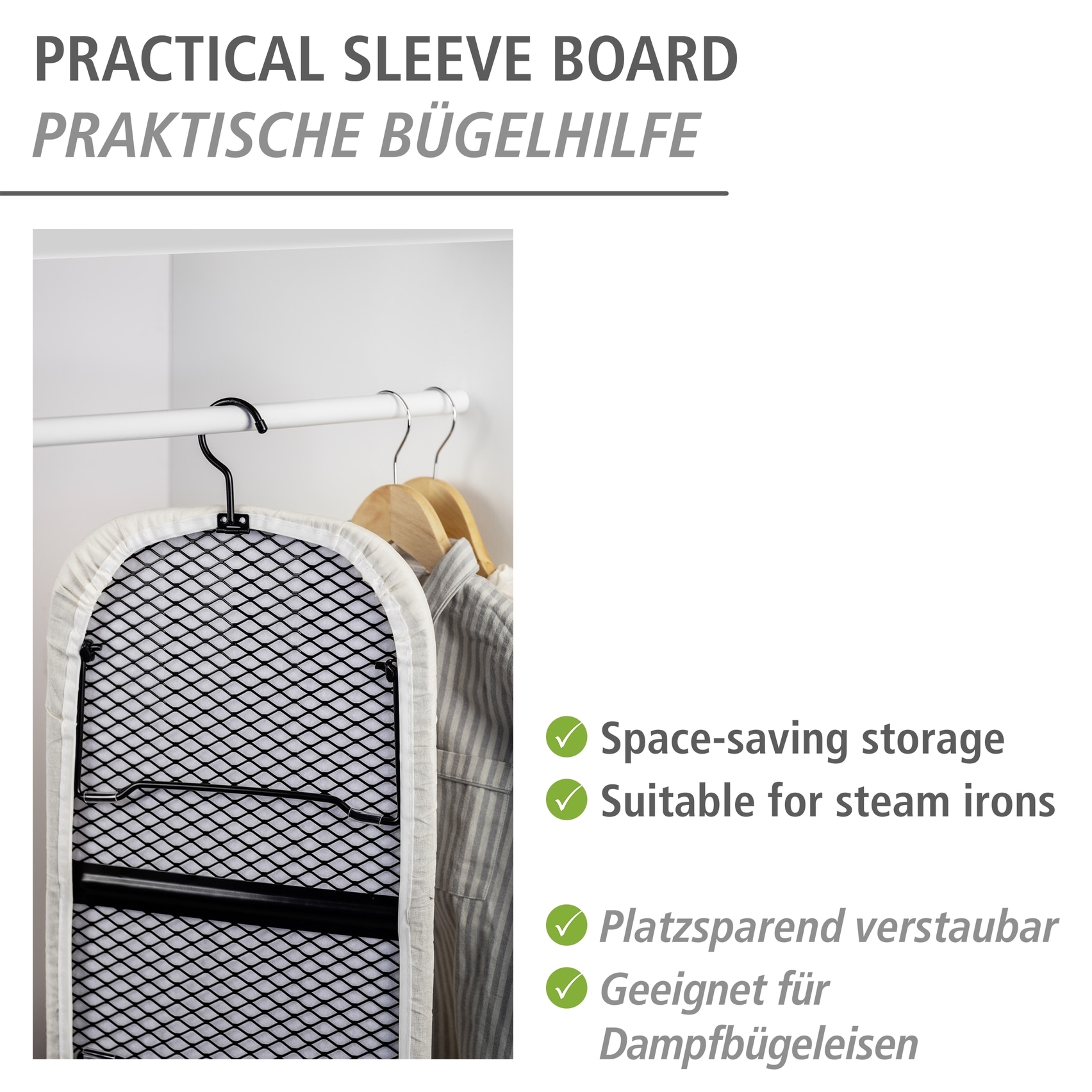 WENKO Tischbügelbrett »Modell Leona« Bügelfläche 77 cmx31 cm platzsparend verstaubar, inkl. Aufhängung