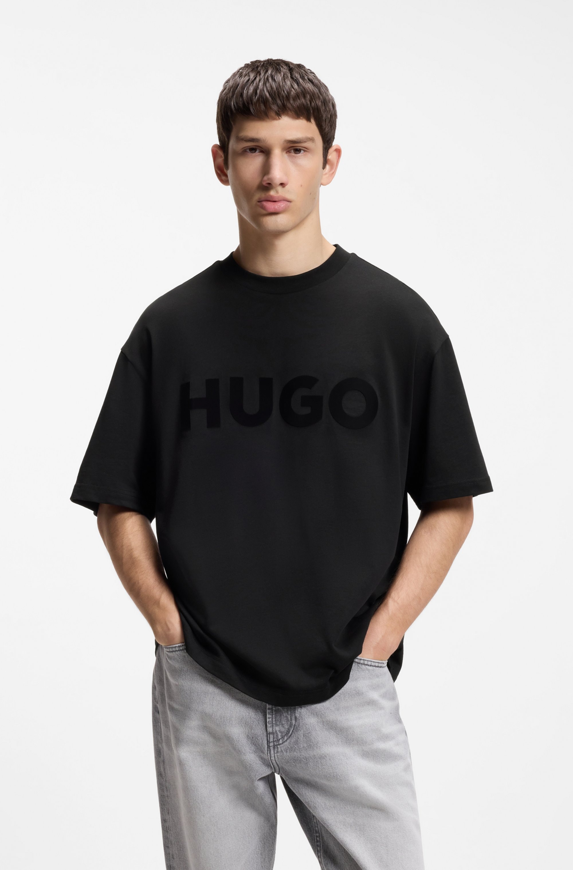 HUGO T-Shirt »Dinkee« Oversized-Fit, reine Baumwolle, Logo-Druck