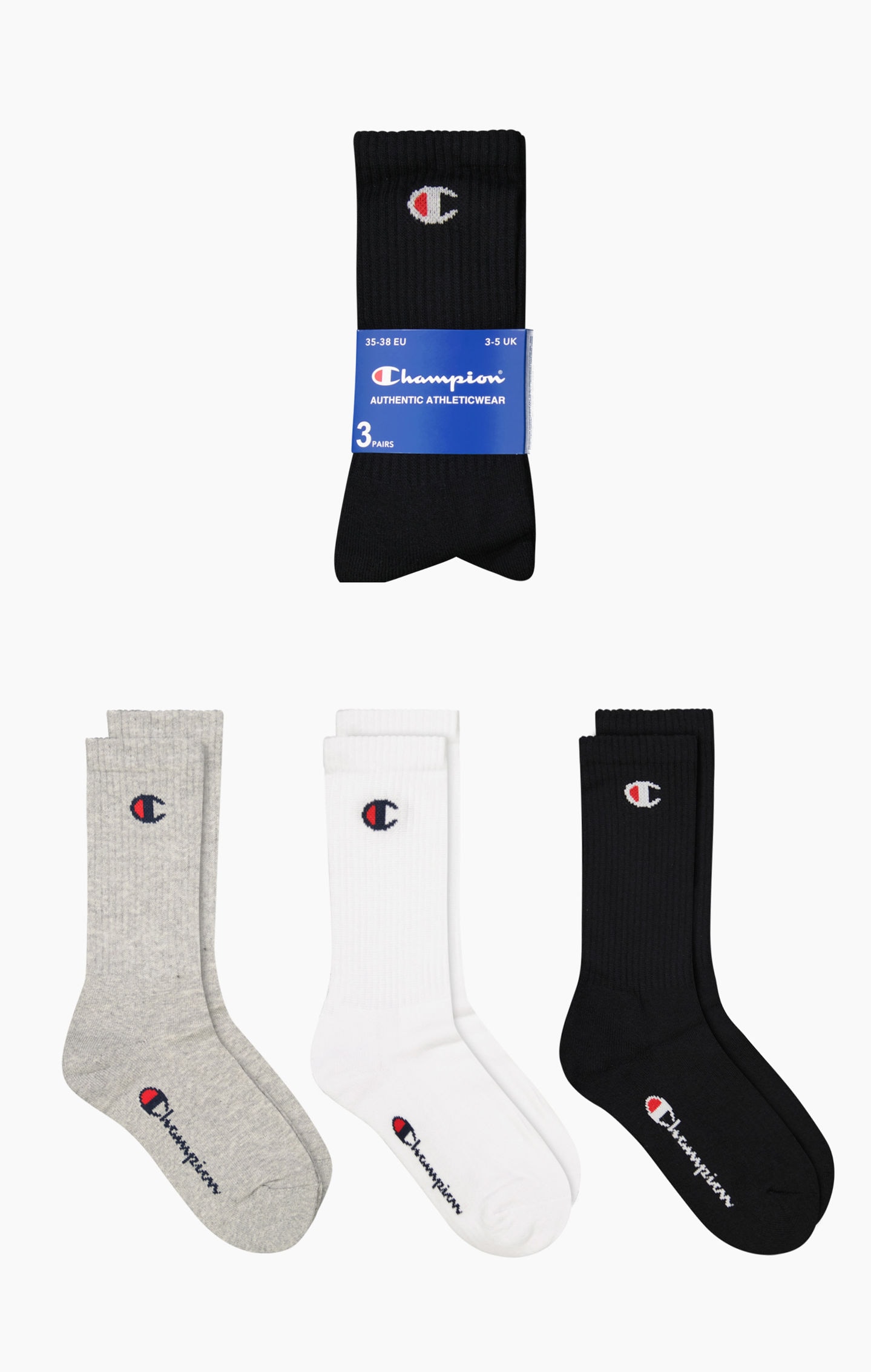 Champion Tennissocken »3 Pack Crew Socks« 3 Paar tlg. für sportive Aktivitäten, aus Baumwolle, Polyester und Elasthan