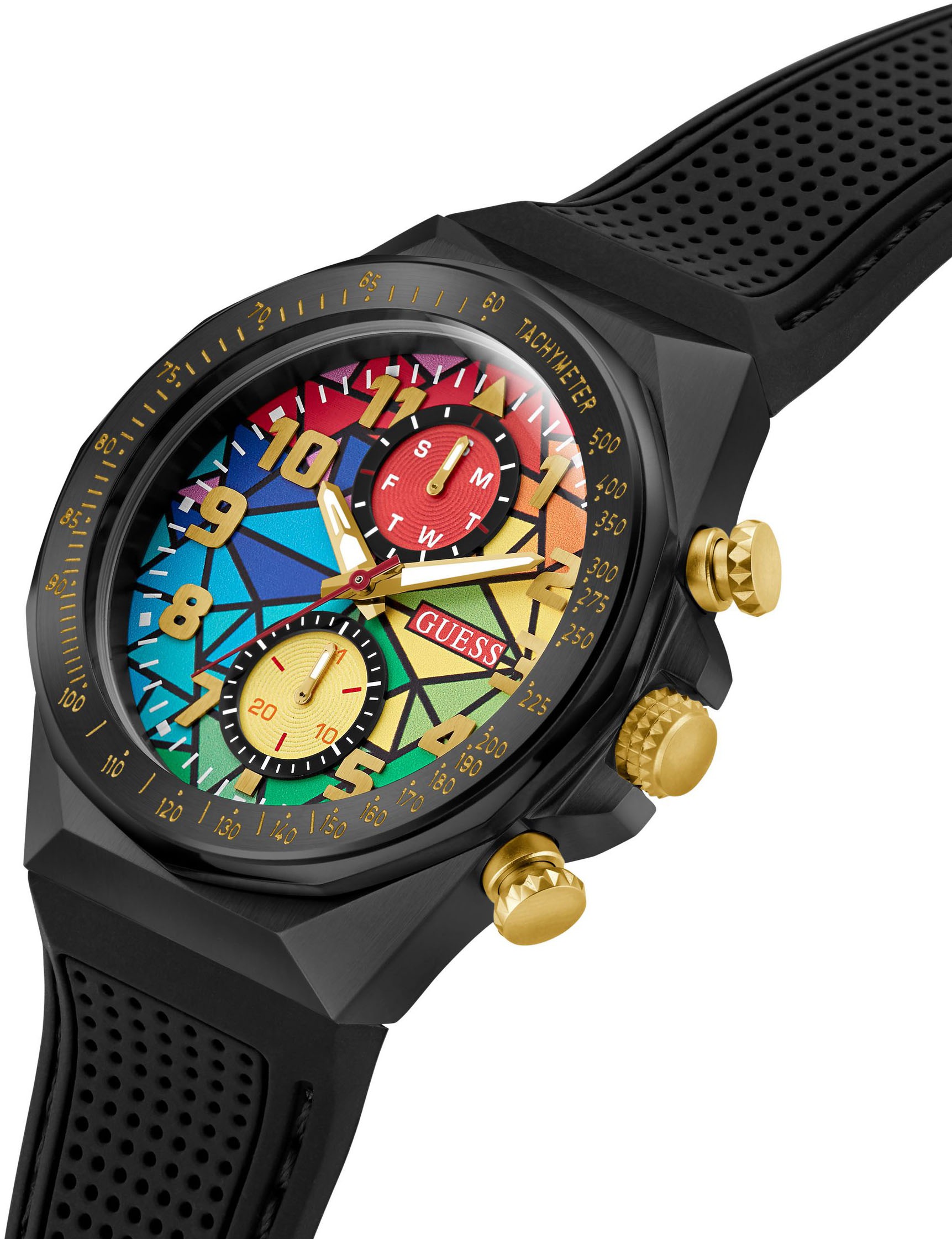 Guess Multifunktionsuhr »D1« Quarzuhr, Armbanduhr, Herrenuhr, Datum, Wochentag, Silikonarmband