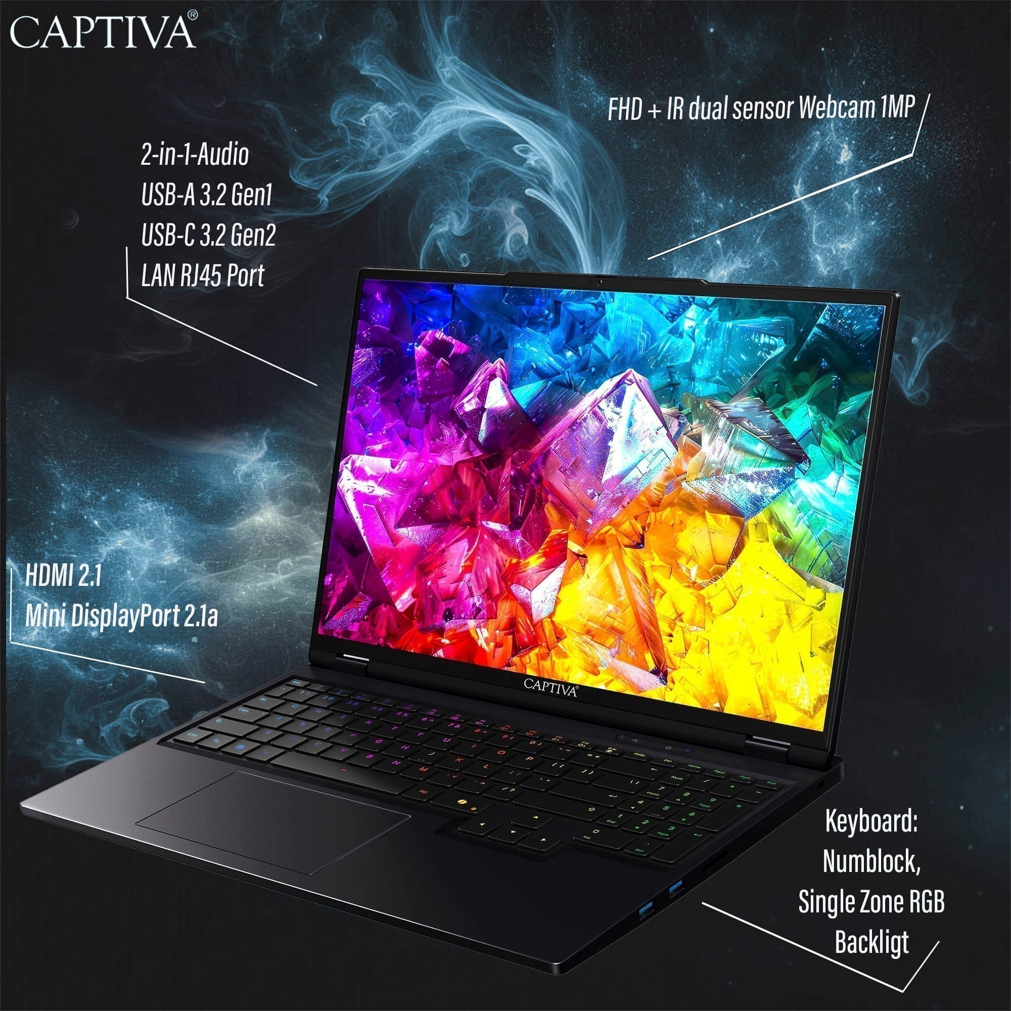 CAPTIVA Gaming-Notebook »Ultimate Gaming R10-1330GE« 40,6 cm / 16 ″ Intel GeForce® RTX 5090 2.000 GB SSD