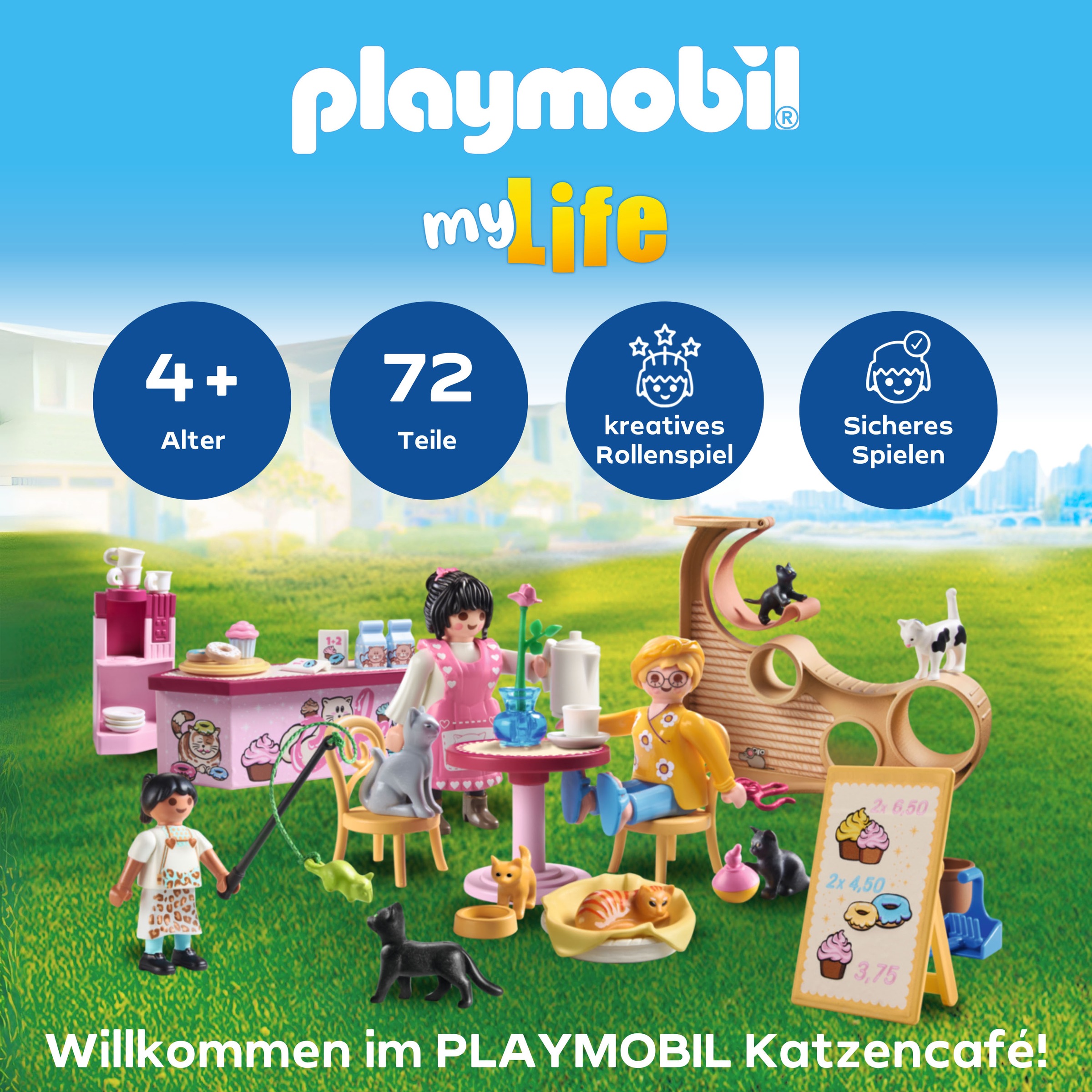 Playmobil® Konstruktions-Spielset »Katzencafe (71744), Playmobil My Life«, (72 St.), Made in Europe