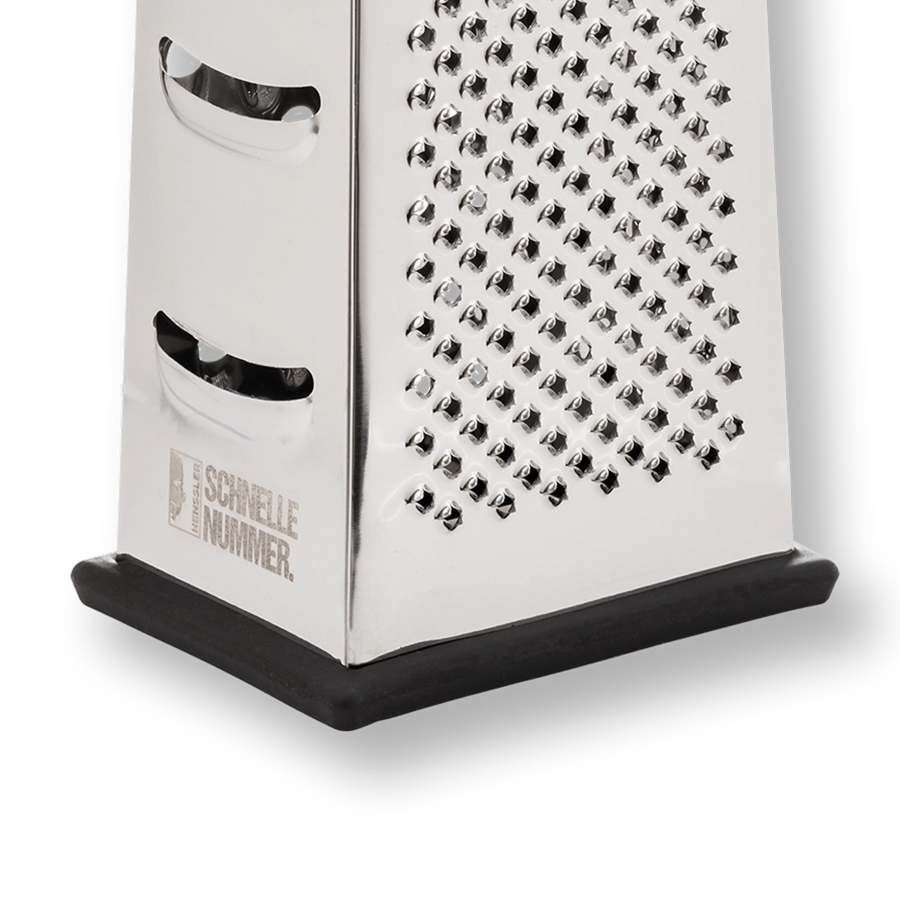 HENSSLERS Vierkantreibe »HENSSLERS Küchenreibe« eine absolut scharfe Reibe aus Edelstahl mit rutschfestem Boden