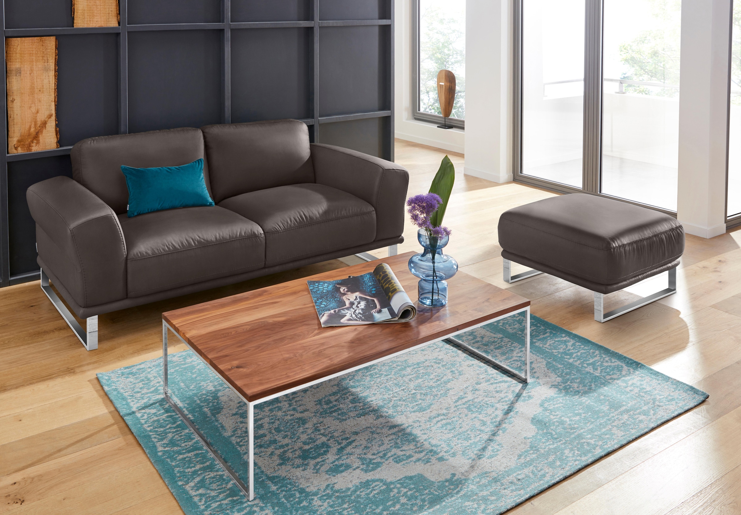 W.SCHILLIG Hocker »montanaa« mit Metallkufen in Chrom glänzend, Breite 71 cm