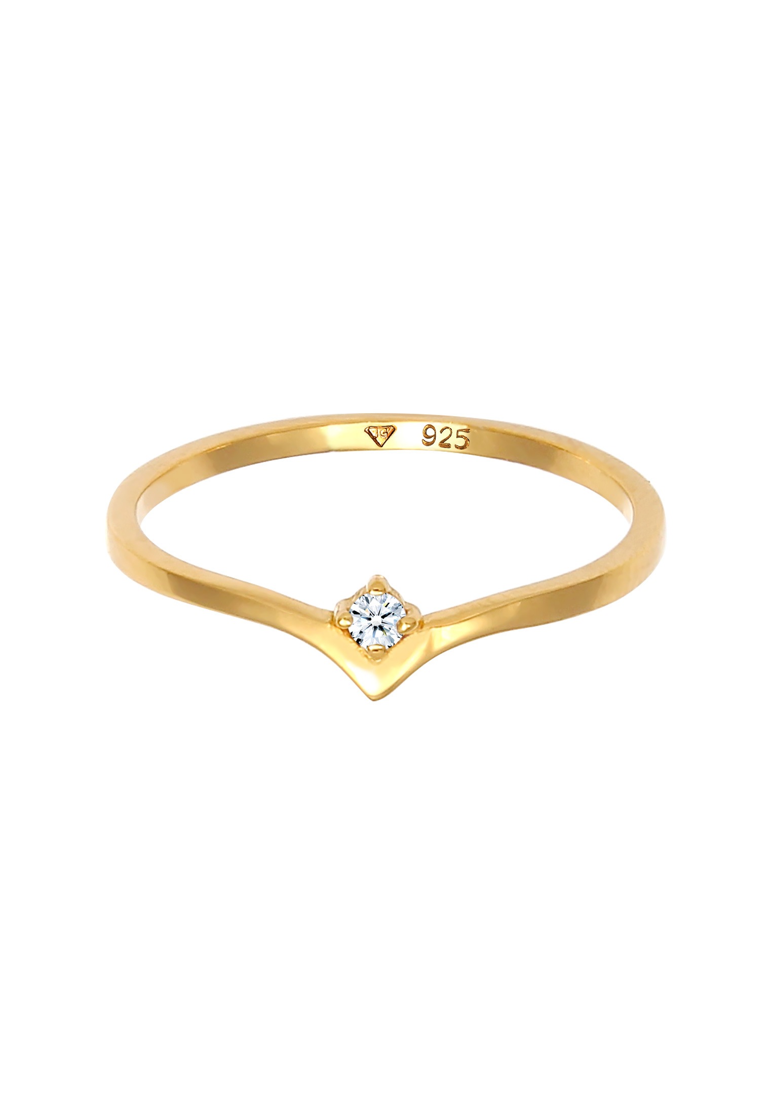 Elli DIAMONDS Verlobungsring »Ring Solitär Diamant (0.03 ct.) V-Form 925 Silber«