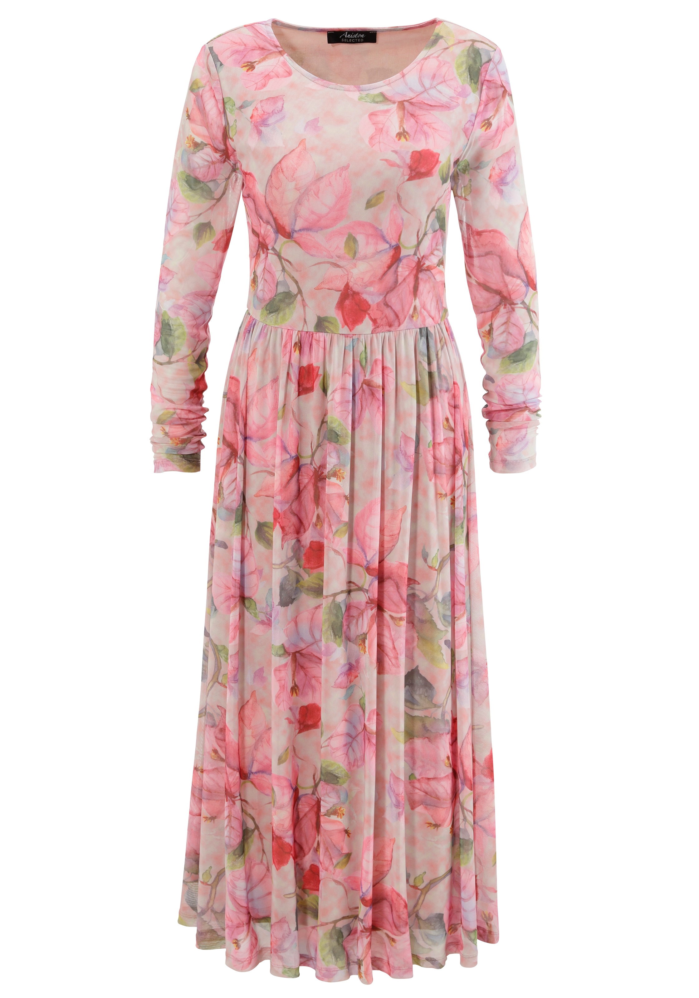 Aniston SELECTED Midikleid, in Mesh-Qualität und floralem Muster