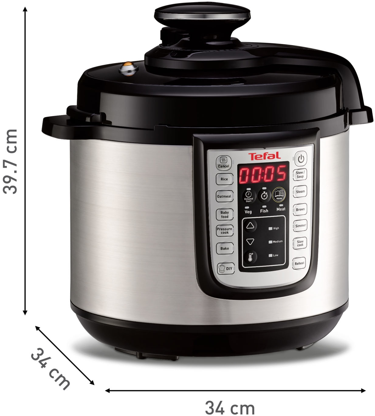 Tefal Multikocher »CY505E Fast & Delicious Multikocher, elektrischer Schnellkochtopf«, 25 automatische Programme, 6 l Fassungsvermögen, sichere Drucktechnologie, Zeit- und Temperaturregler, Warmhaltefunktion, mit Rezeptheft