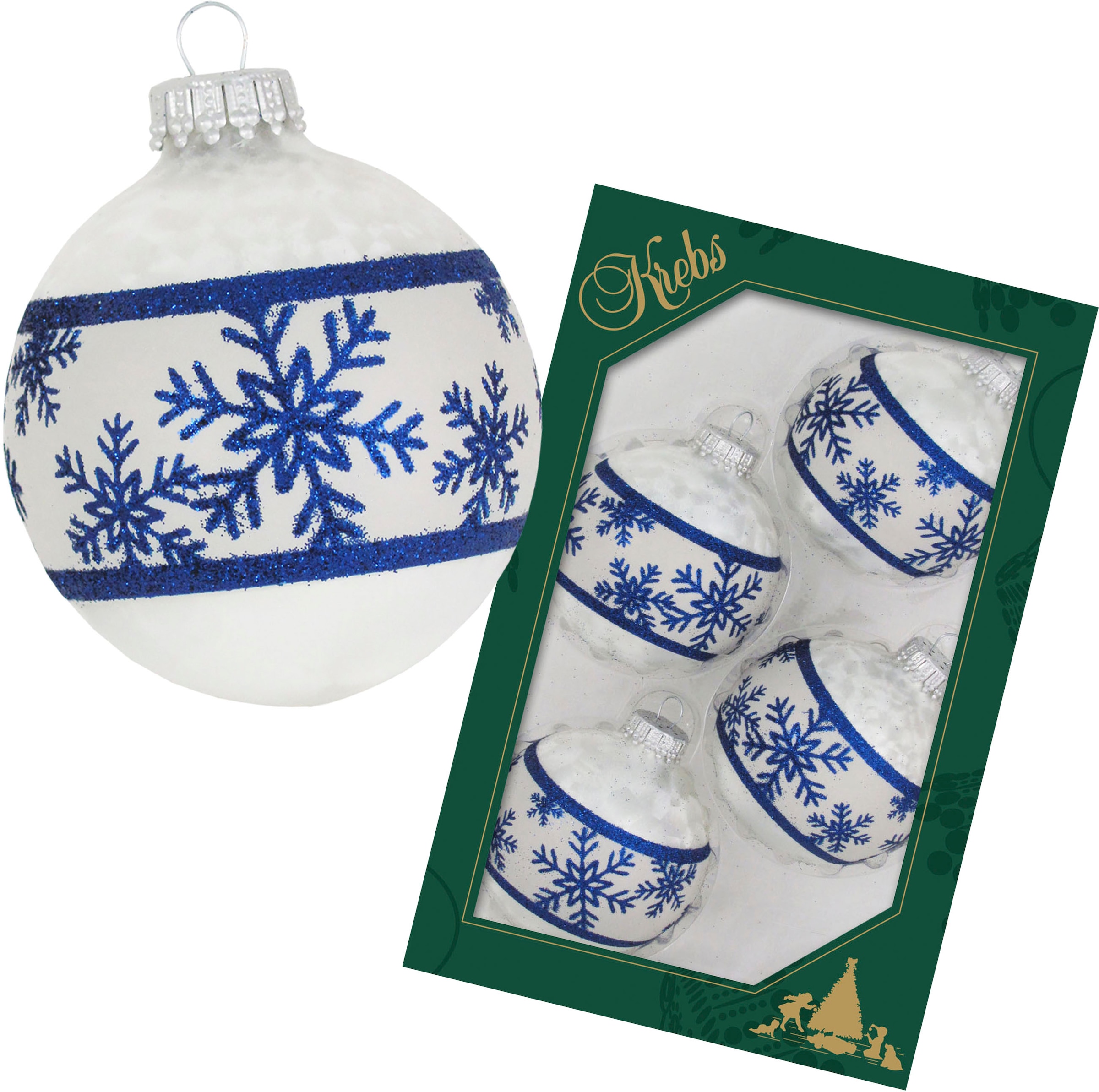 »Schneeflockenband«, 4 Glas bestellen Christbaumkugeln (Set, bei Krebs Glas aus St.), Christbaumschmuck, Weihnachtsbaumkugel OTTO Weihnachtsdeko, Lauscha