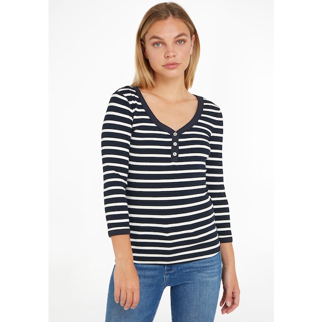 Tommy Hilfiger 3/4-Arm-Shirt »SLIM 5X2 RIB HENLEY 3/4«, mit drei  Zierknöpfen am Ausschnitt kaufen online bei OTTO