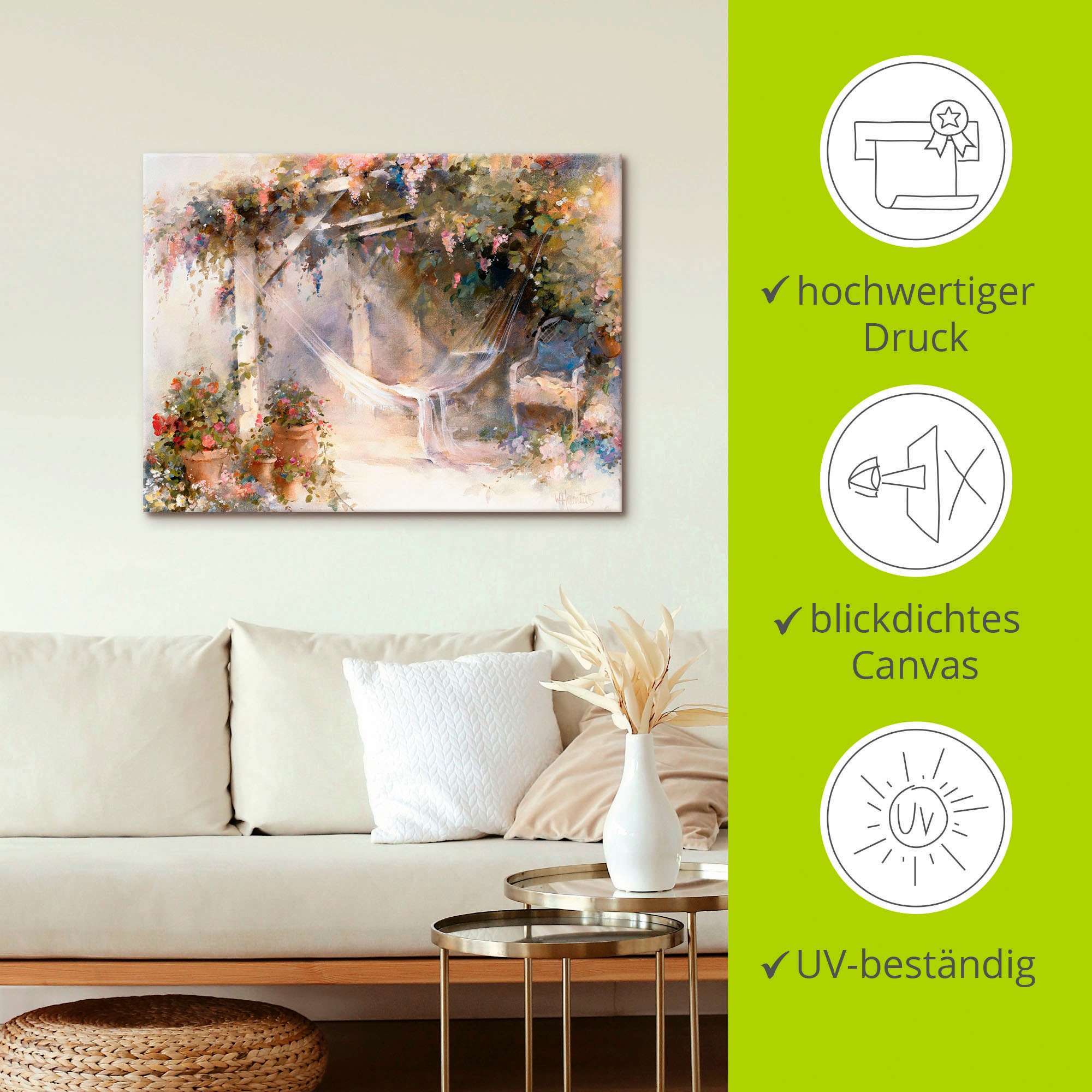 Artland Leinwandbild »Terrasse«, Garten, (1 St.), auf Keilrahmen gespannt