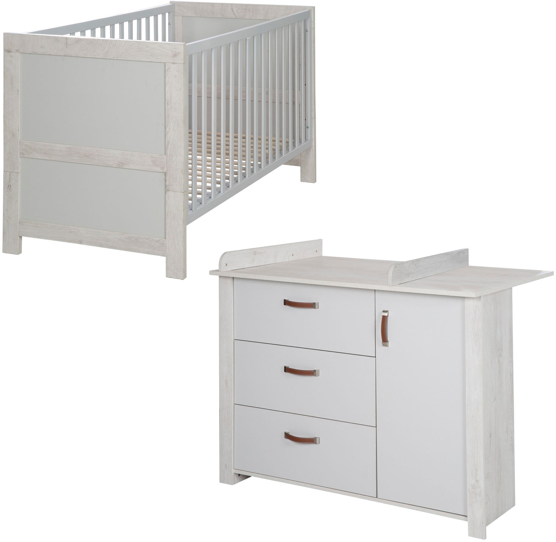 Babymöbel-Set »Mila«, (Spar-Set, 2 tlg., Kinderbett, Wickelkommode), mit Kinderbett...