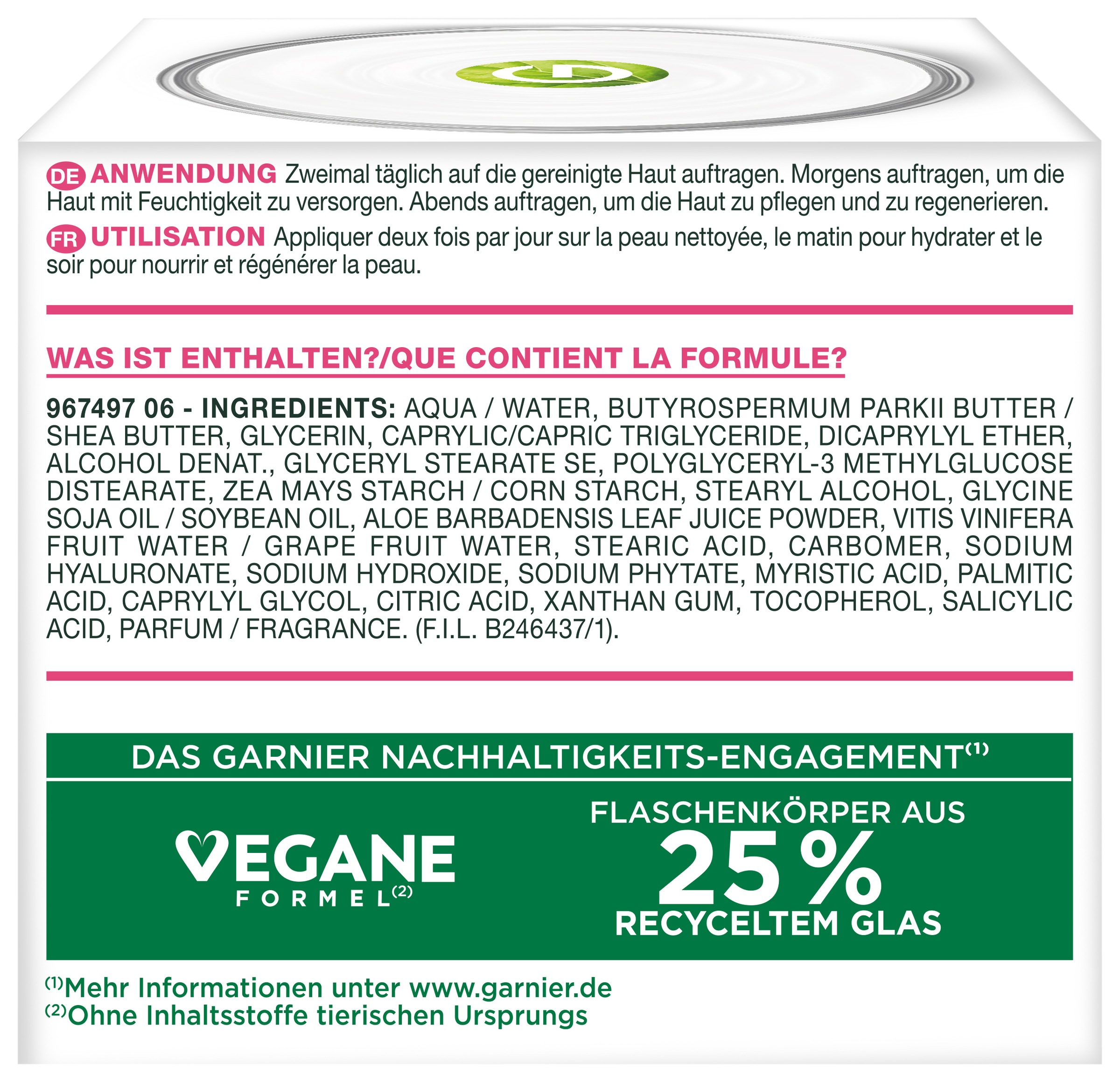 GARNIER Gesichtsemulsion »Garnier Hyaluron Barrier Repair Beruhigende Creme« für empfindliche Haut, feuchtigkeitsspendend, beruhigt