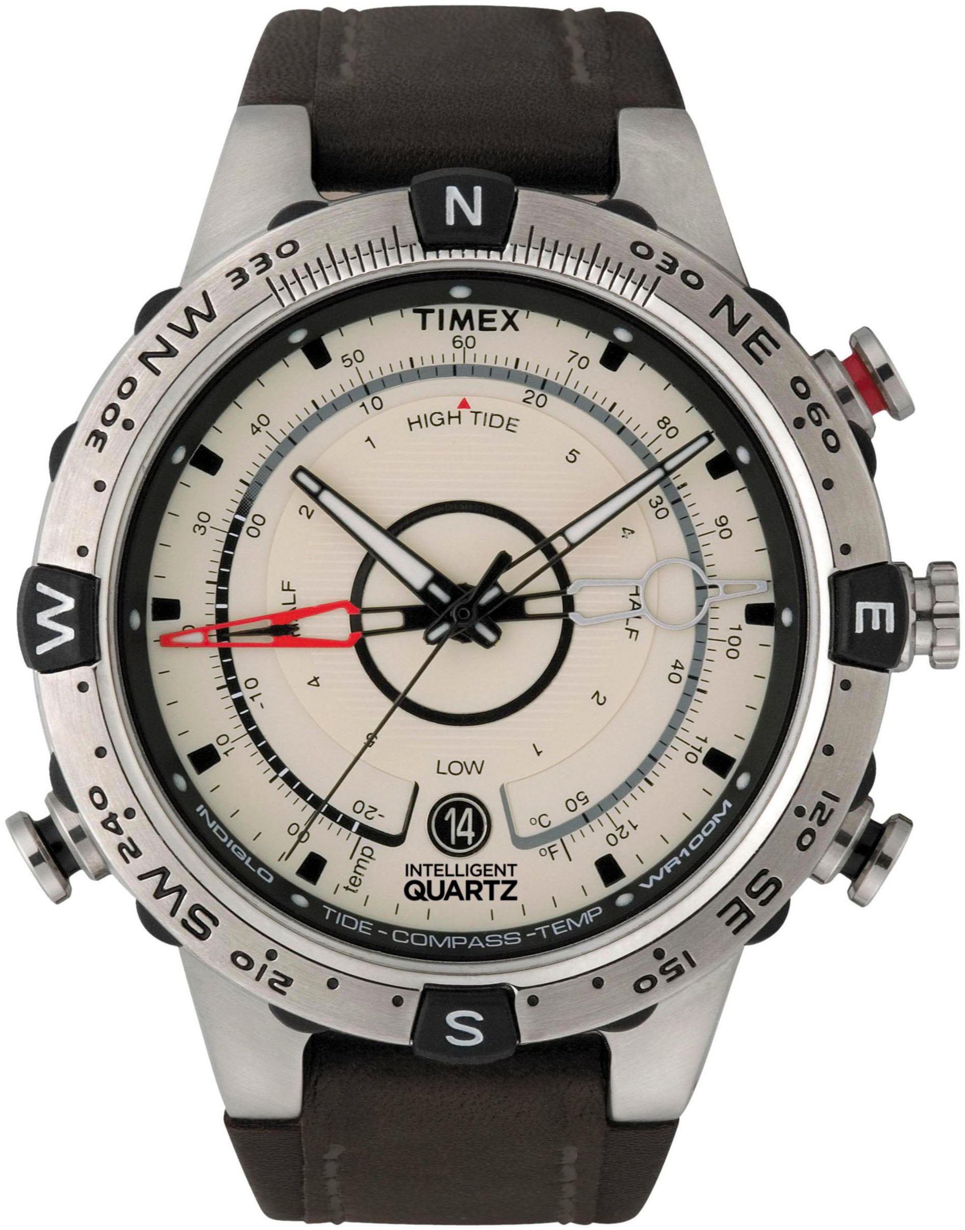 Timex Quarzuhr »TIDE/TEMP/COMPASS«, Armbanduhr, Herrenuhr, Datum, Leuchtzeiger, Mineralglas,...