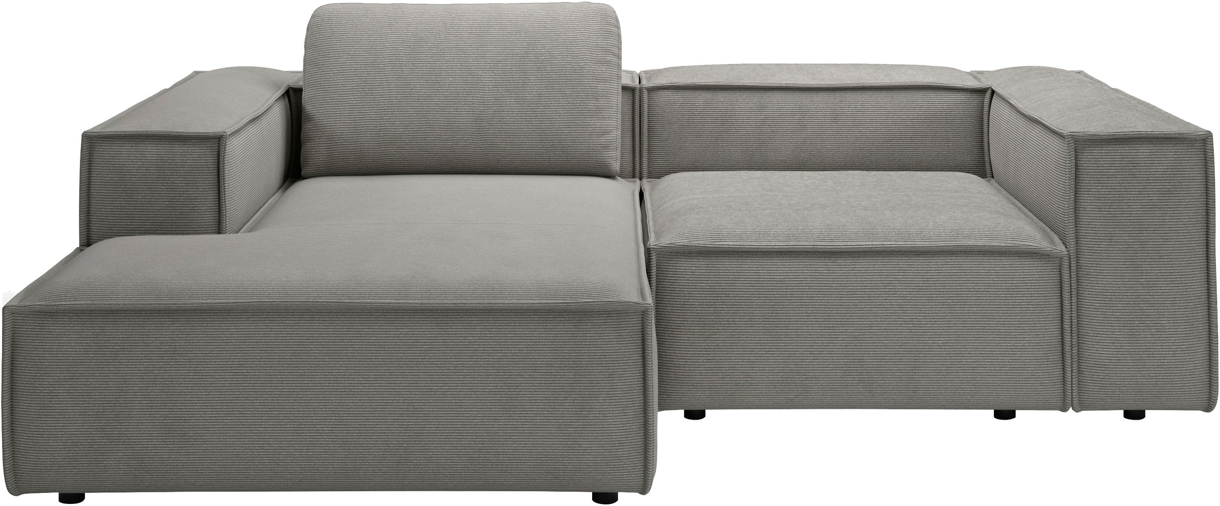 Places of Style Ecksofa »Watertown, kompakte L-Form, 246 cm breite für kleinere Räume«, modernes Ecksofa mit Feincordbezug, platzsparend & bequem