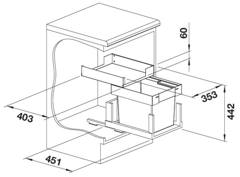 Blanco Mülltrennsystem »Select II SODA«, 1 Behälter, Kunststoff, Stahlblech, 600 mm Untermass