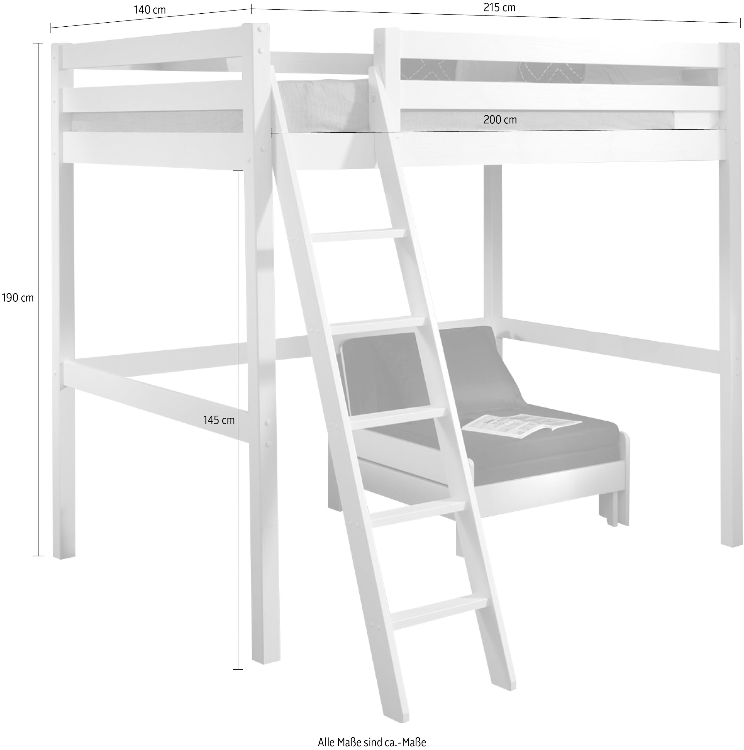 Vipack Hochbett »Pino«, (Made in Europe), mit Sessel