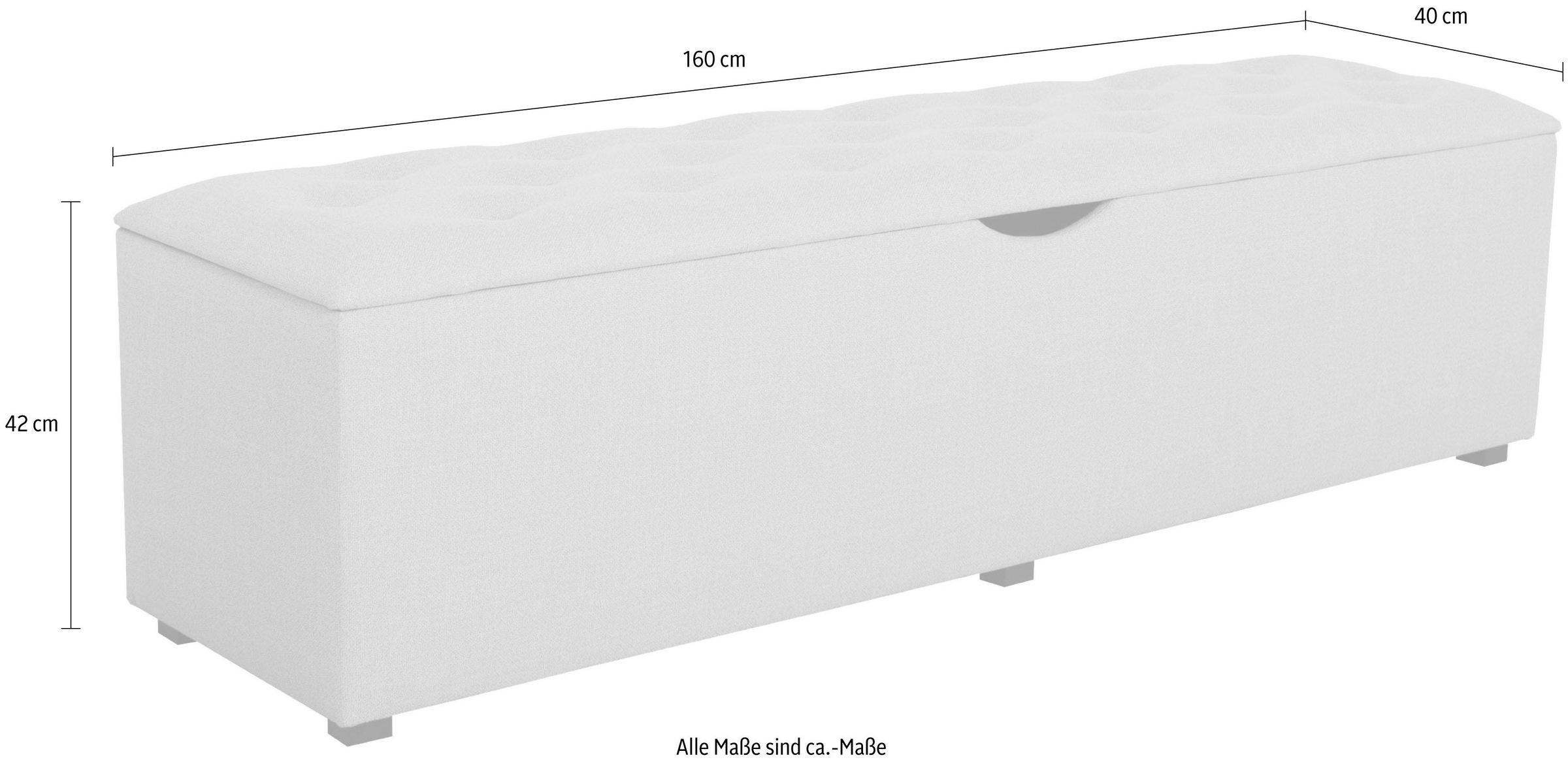 Places of Style Hockerbank »Knobbed«, Hockerbank mit Stauraum, Breite 120 cm und 160 cm