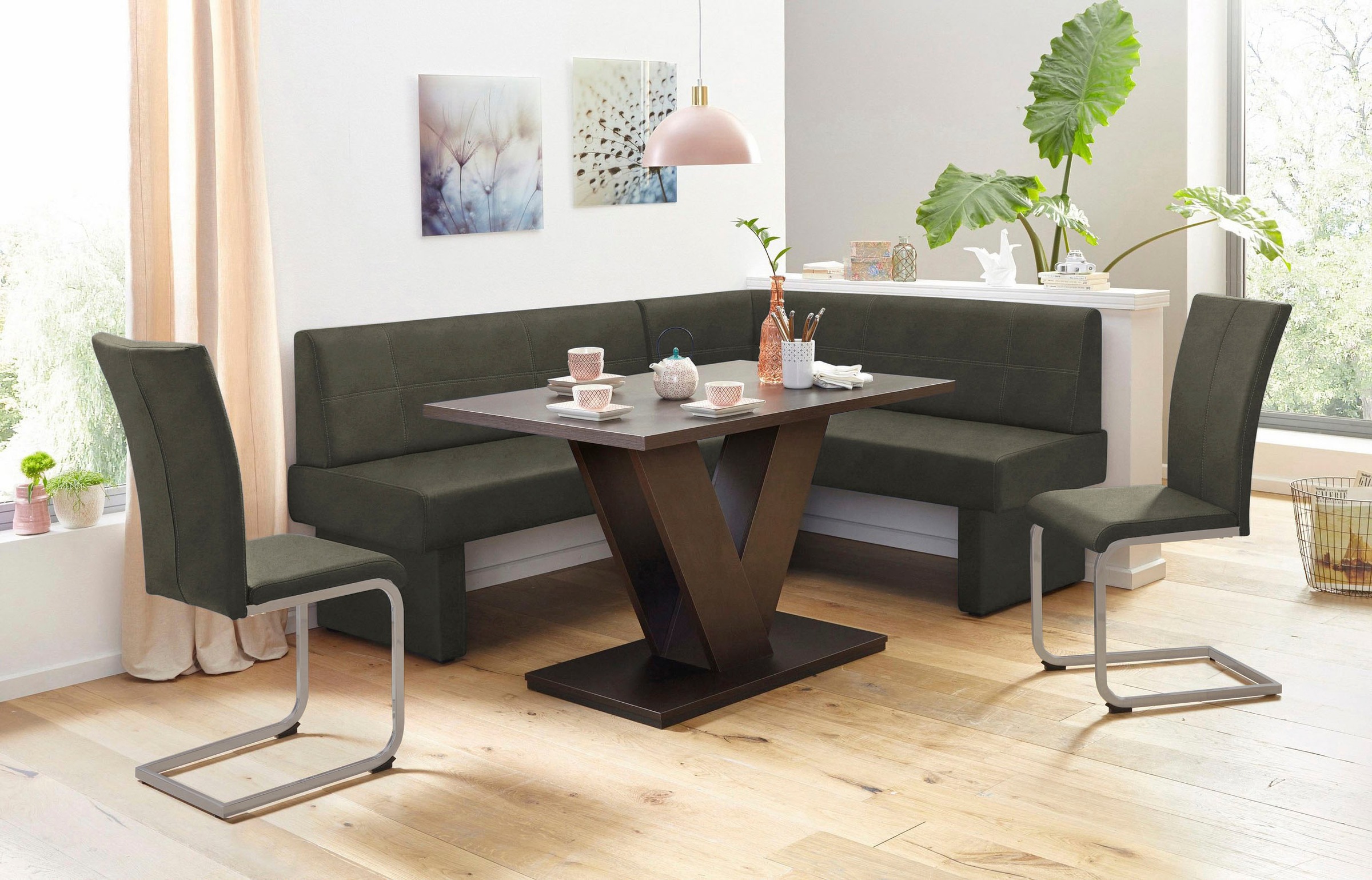 Home affaire Freischwinger »Nils«, (Set), 2 St., Microfaser VINTAGE, Stuhl belastbar bis 120 Kg, Gestell Metall im Chrom-Look oder Schwarz