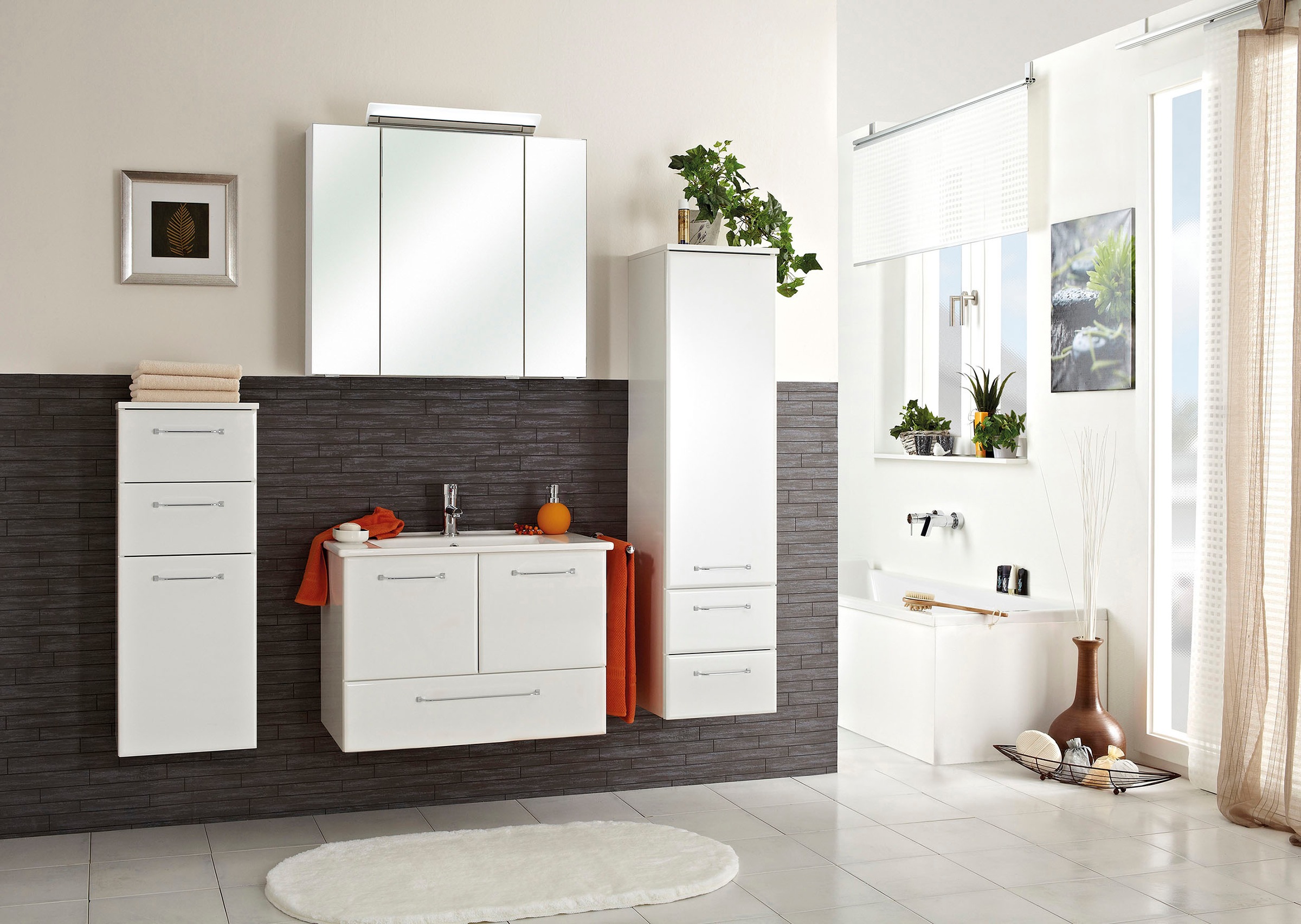 Saphir Midischrank »Quickset Badschrank 35 cm breit, 1 Tür, 2 Schubladen, 2 Einlegeböden«, Badezimmer-Midischrank inkl. Türdämpfer, Griffe in Chrom glänzend