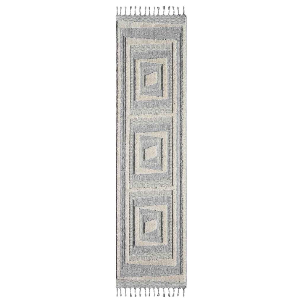 Carpet City Hochflor-Teppich »VALENCIA 940«, rechteckig, 20 mm Höhe, Läufer, Boho-Stil, Hochtief-Muster/ 3D-Effekt, mit Fransen