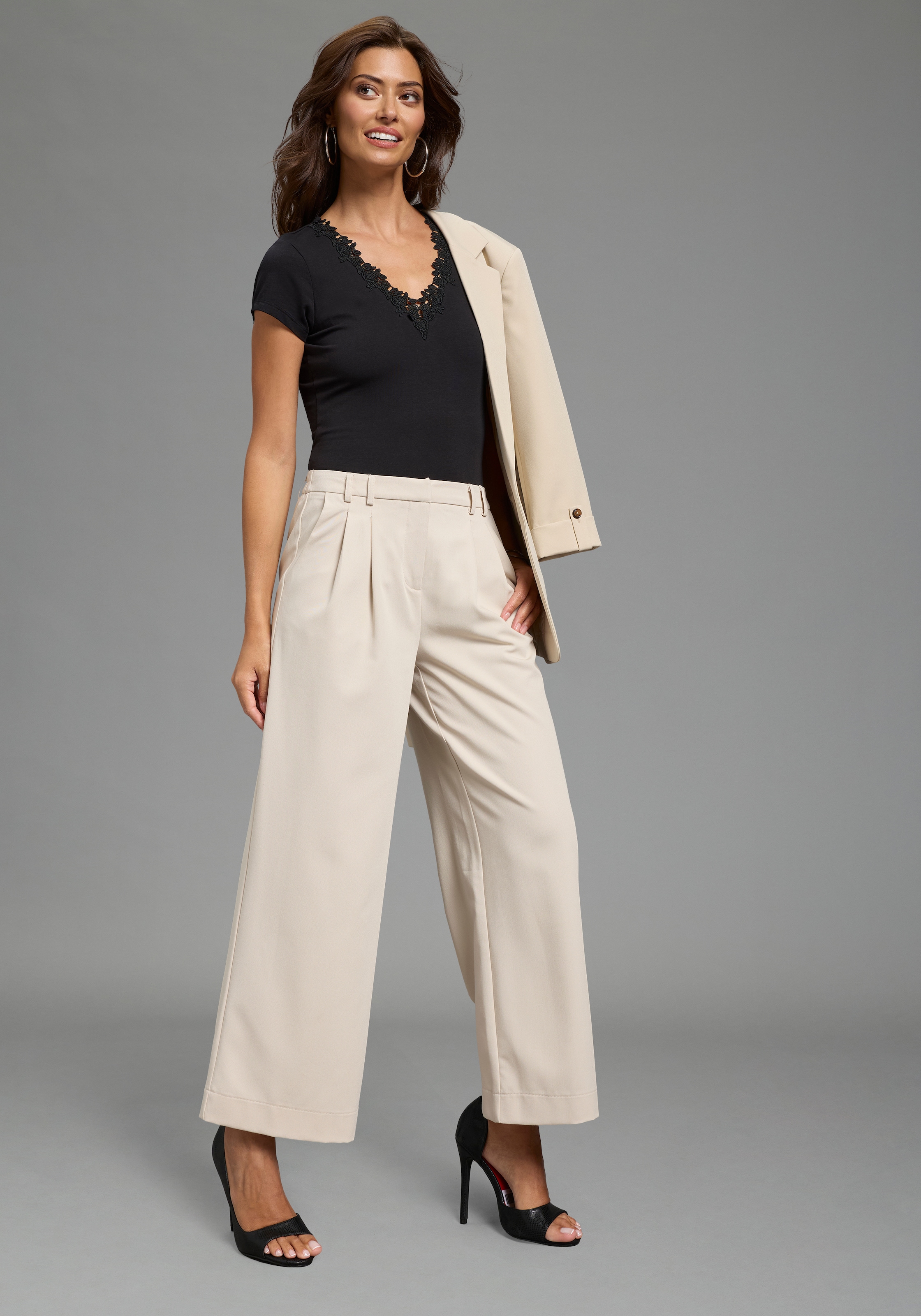 Laura Scott Body mit Spitze, kurzarm, aus Baumwolle und Elasthan