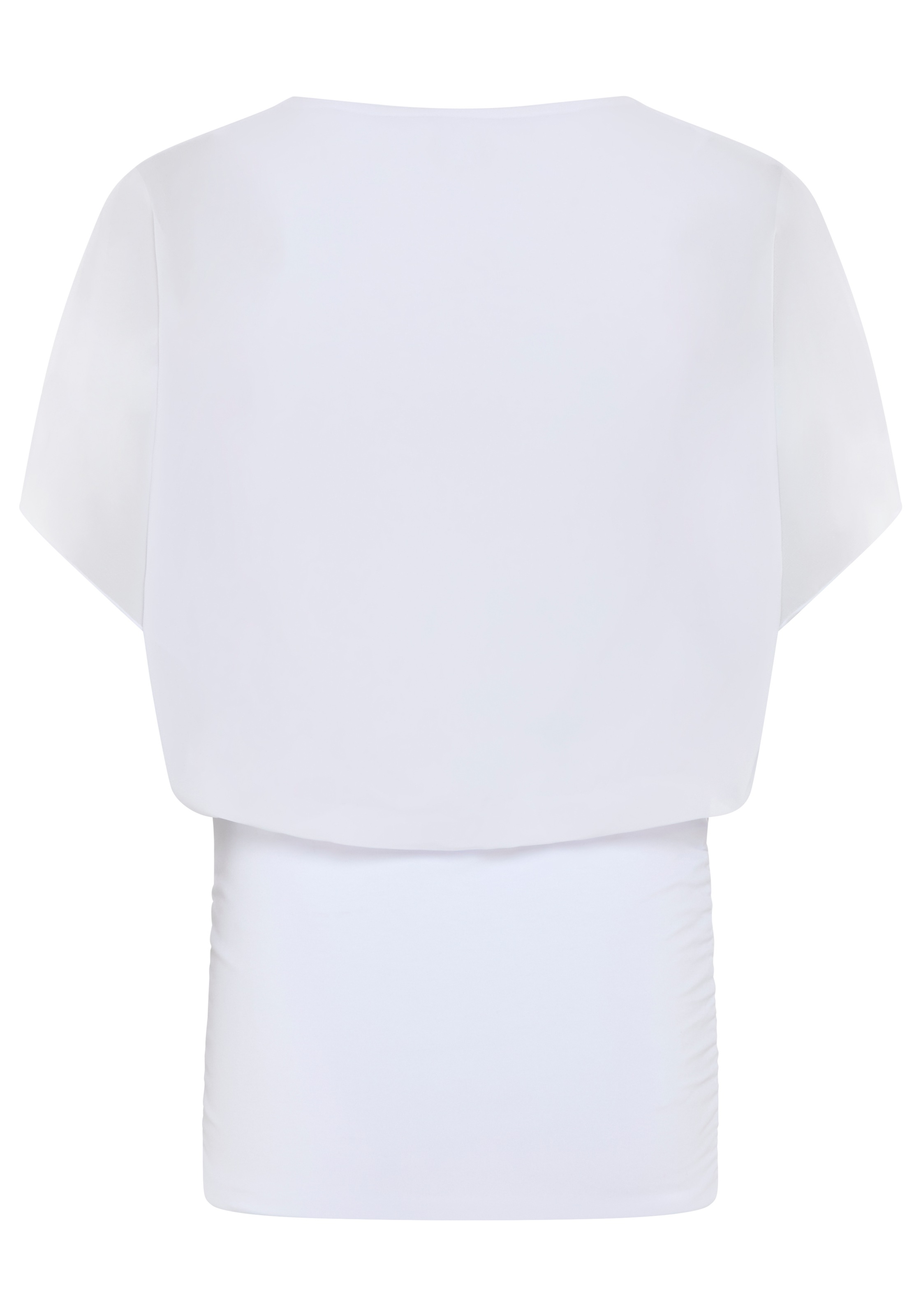 Laura Scott Chiffonbluse figurenbetont, hüftbedeckende Länge, V-Ausschnitt, unifarben