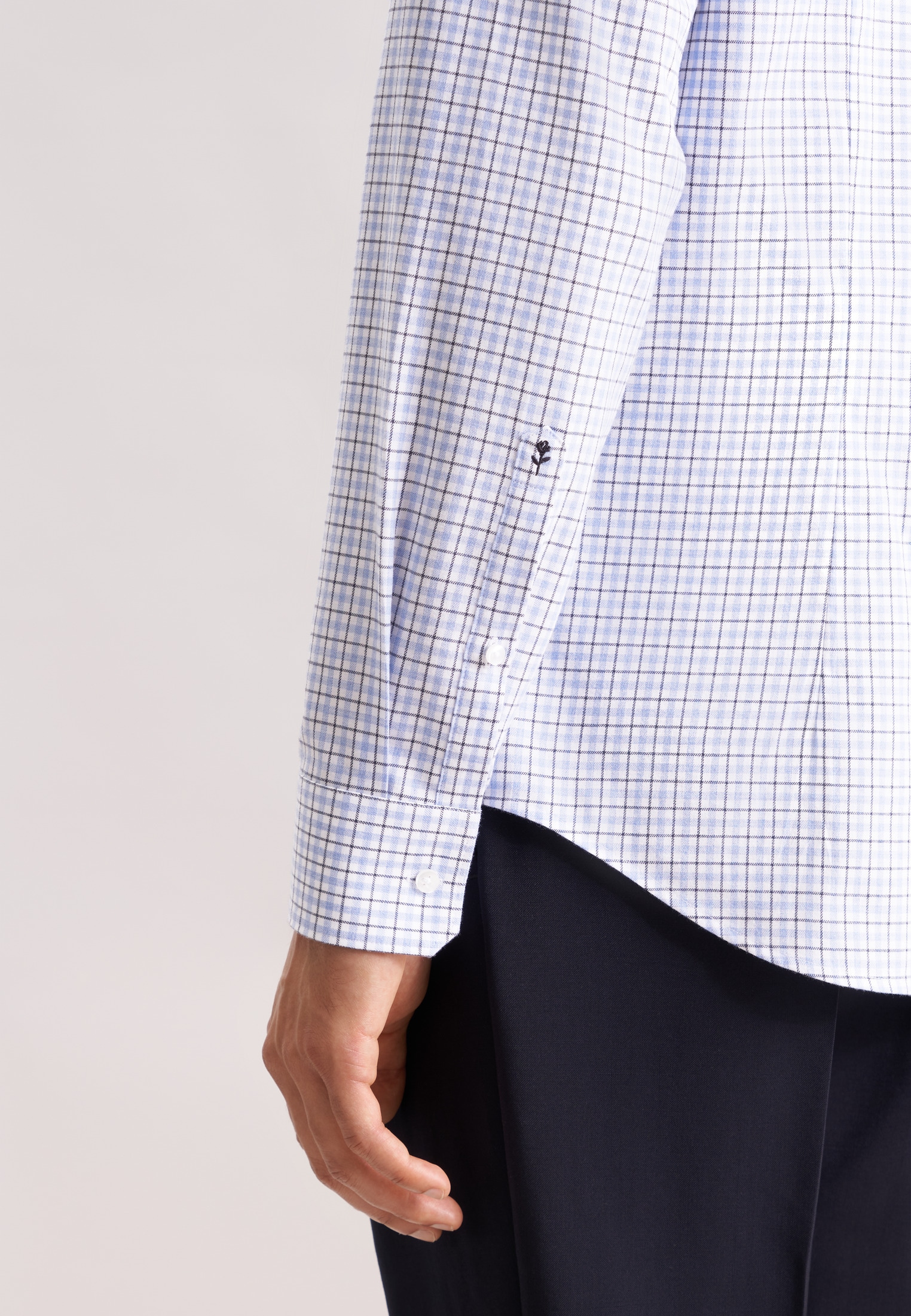 seidensticker Flanellhemd »Schwarze Rose« Shaped 1/1 Button-Down-Kragen Karo