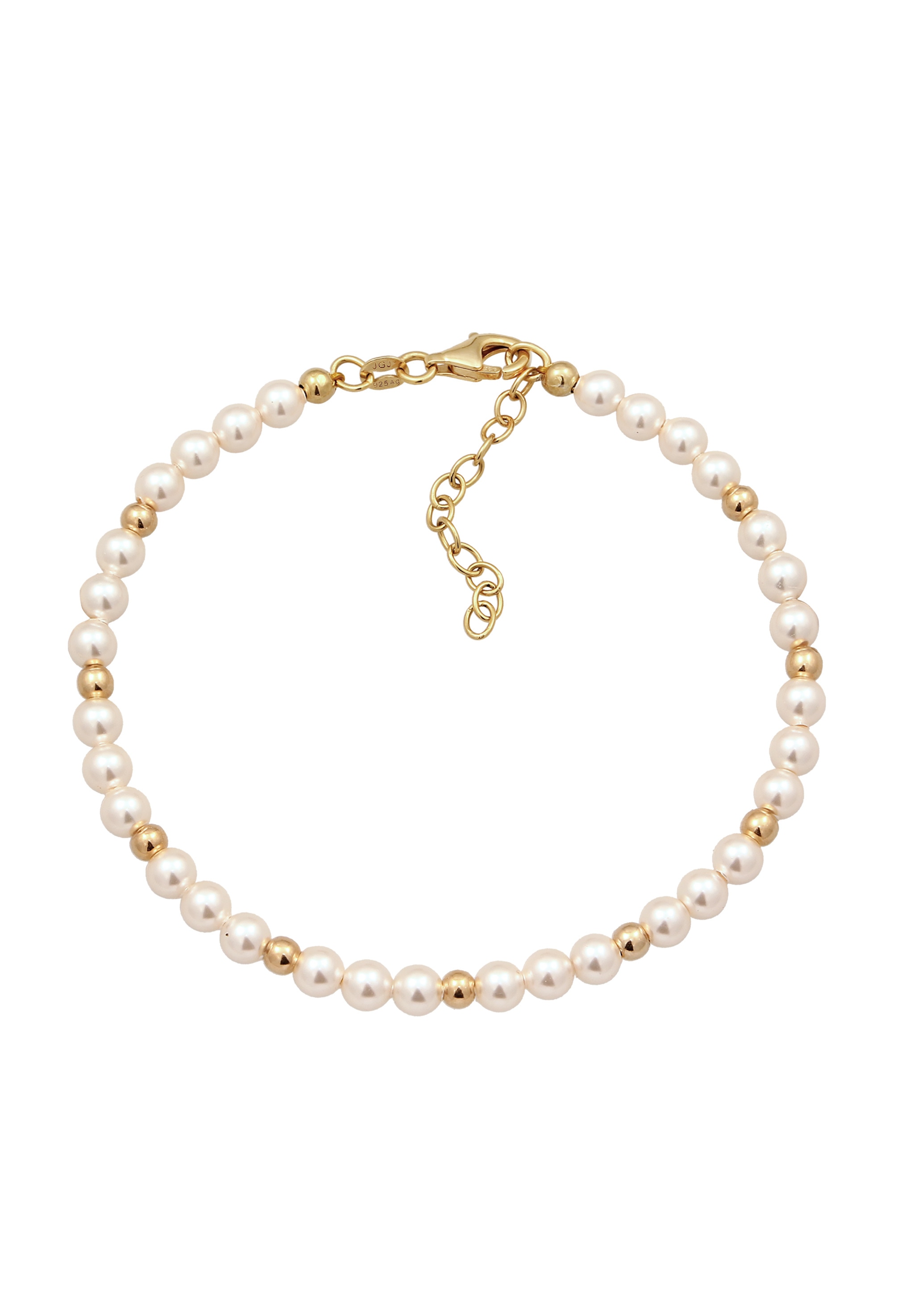 Elli Armreif »Armband Perlenarmband Perlen von Swarovski® Weiß 925 Sterling Silber vergoldet«