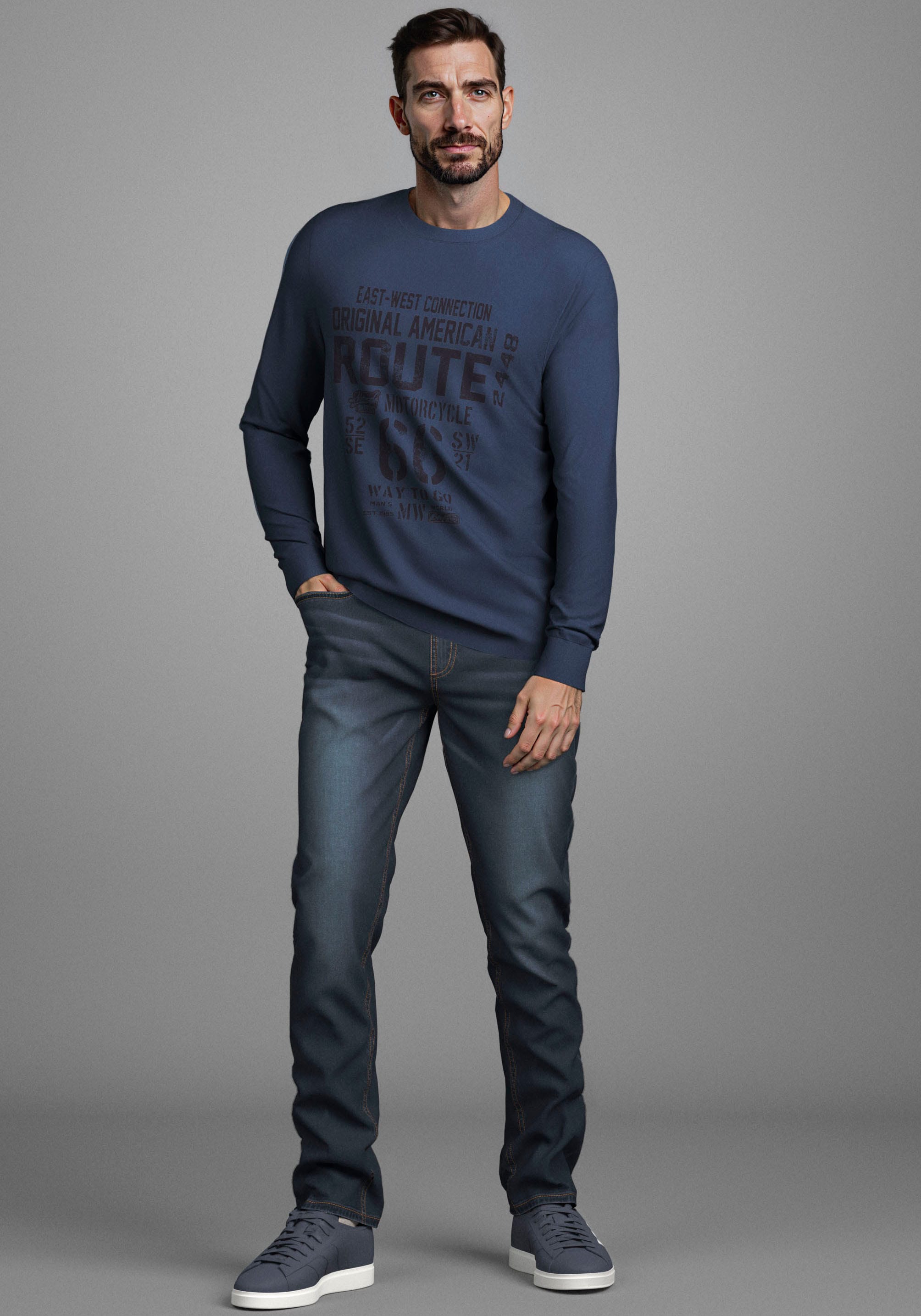 Man's World Rundhalsshirt »Neue Kollektion!«, mit Bündchen