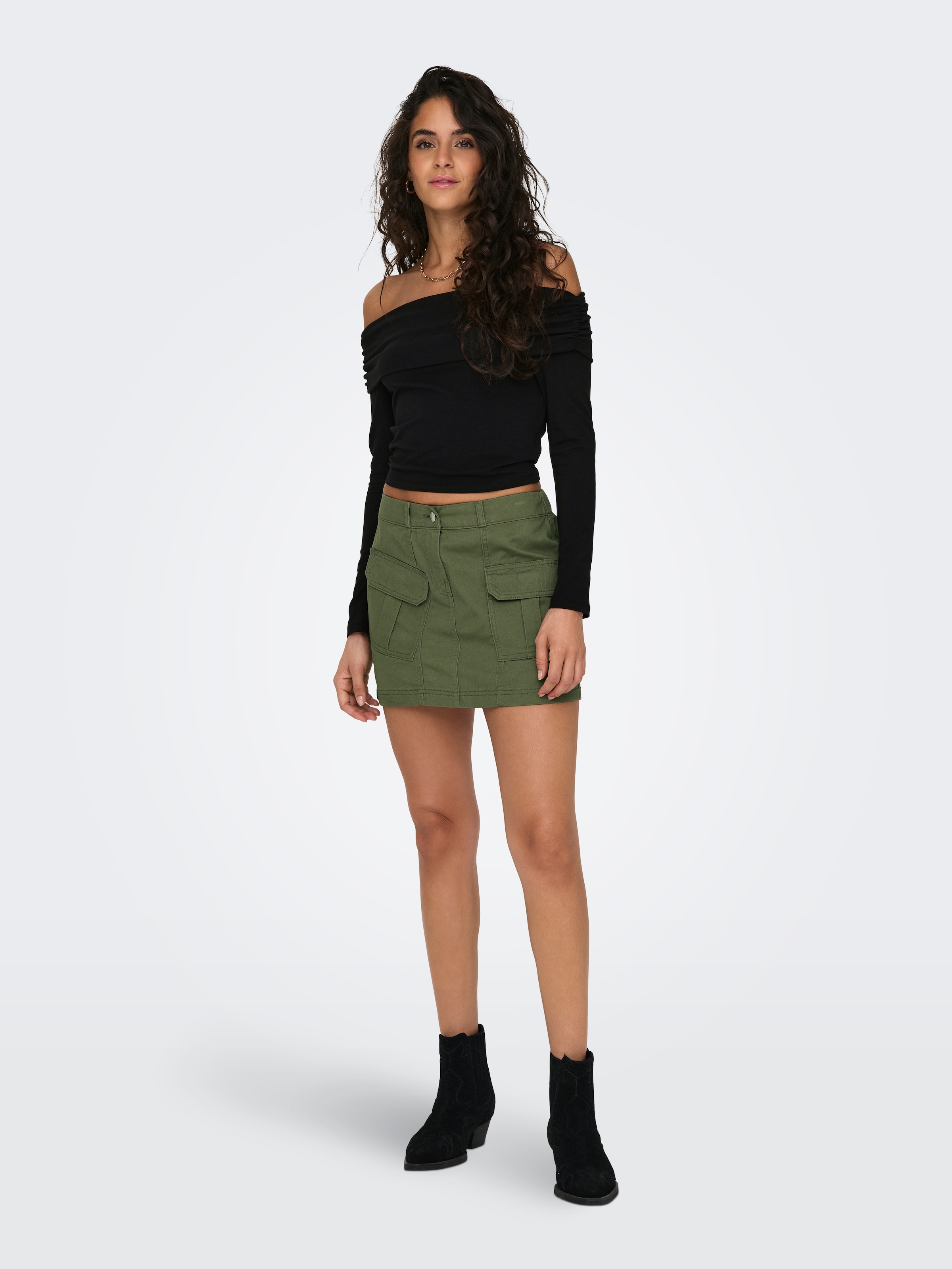 ONLY Langarmshirt »ONLLIVE LOVE L/S OFF SHOULDER CS TOP« Baumwollmischung, regular fit, cropped fit, schulterfrei