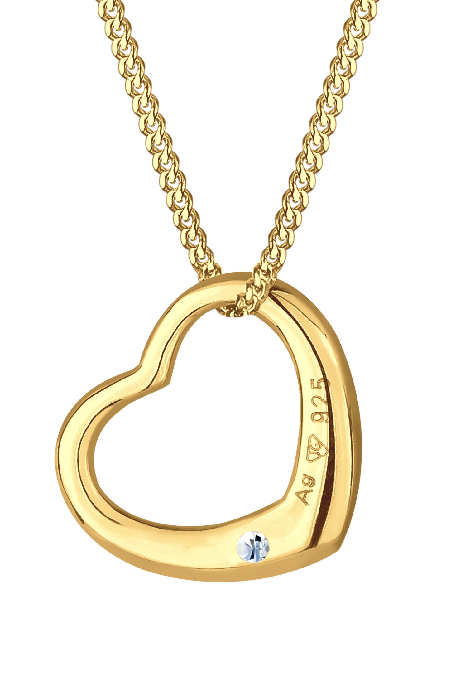Elli DIAMONDS Silberkette »Halskette Herz Liebe Romantik Diamant (0.03 ct.) 925 Silber«