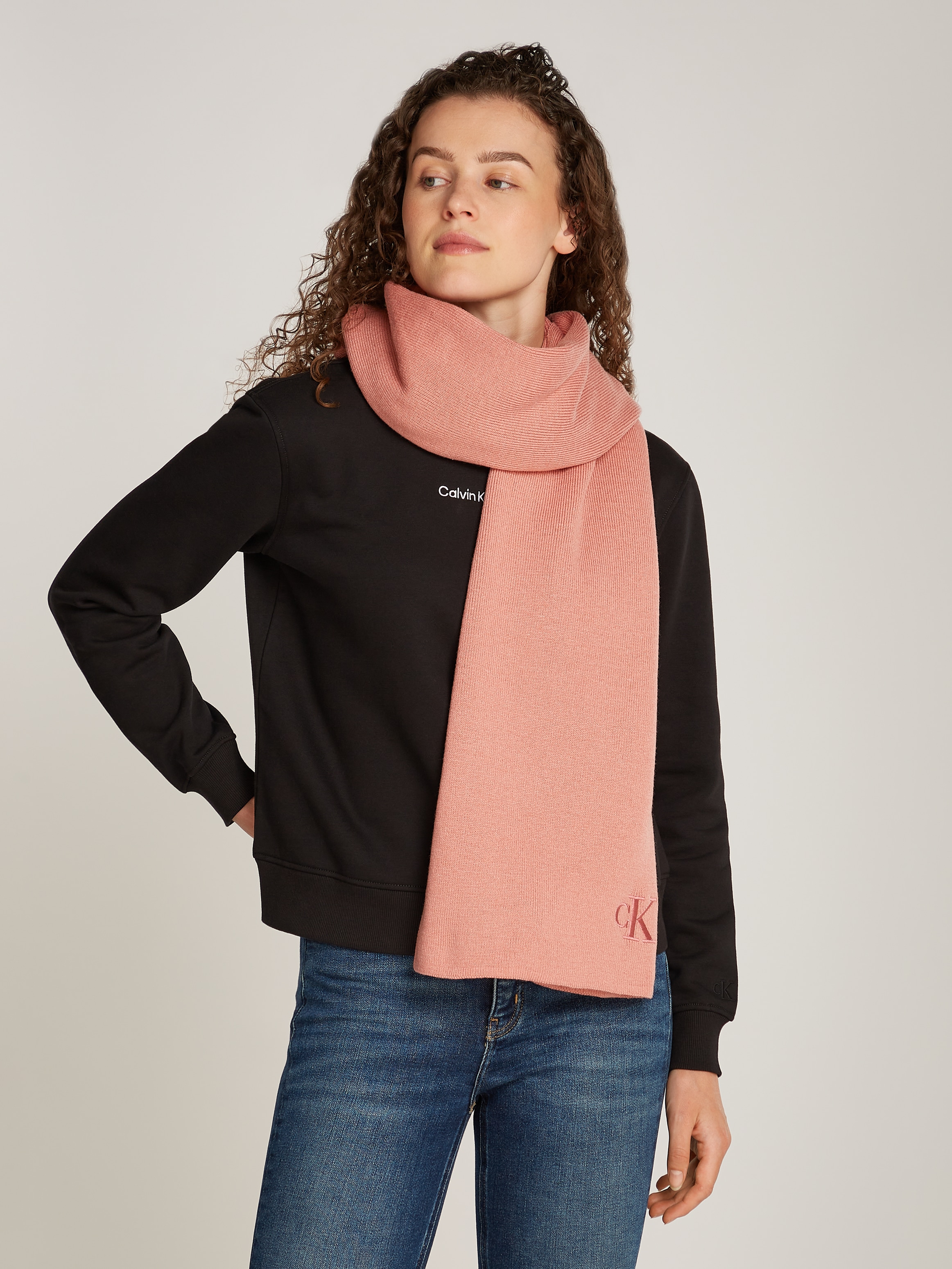 Calvin Klein Jeans Schal »MONOGRAM EMBRO SCARF«, mit Logostickerei