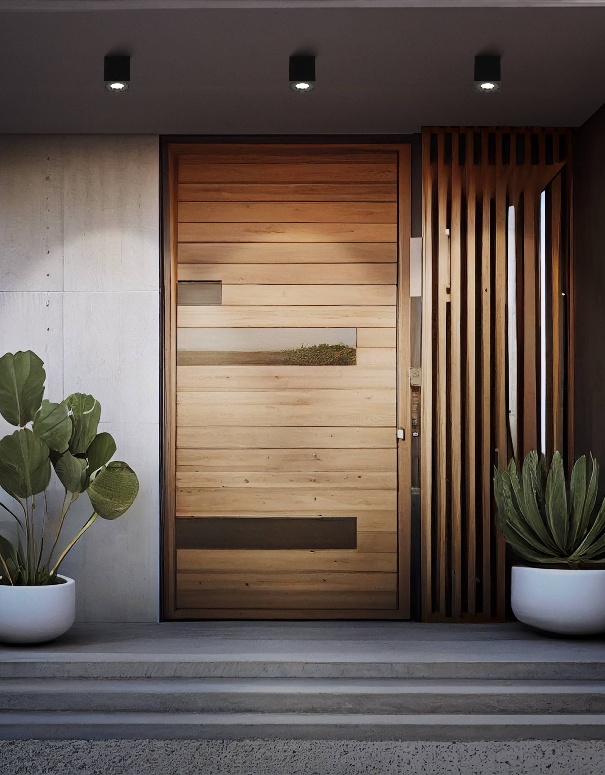 EGLO Deckenleuchte »Torrecola Deckenlampe, Außenbeleuchtunga us Aluminium, GU10, Lampe« GU10 1 Stk. Wand-/Deckenleuchte - L8 x B8 x H9,5 cm - schwarz - 1X5W exkl.