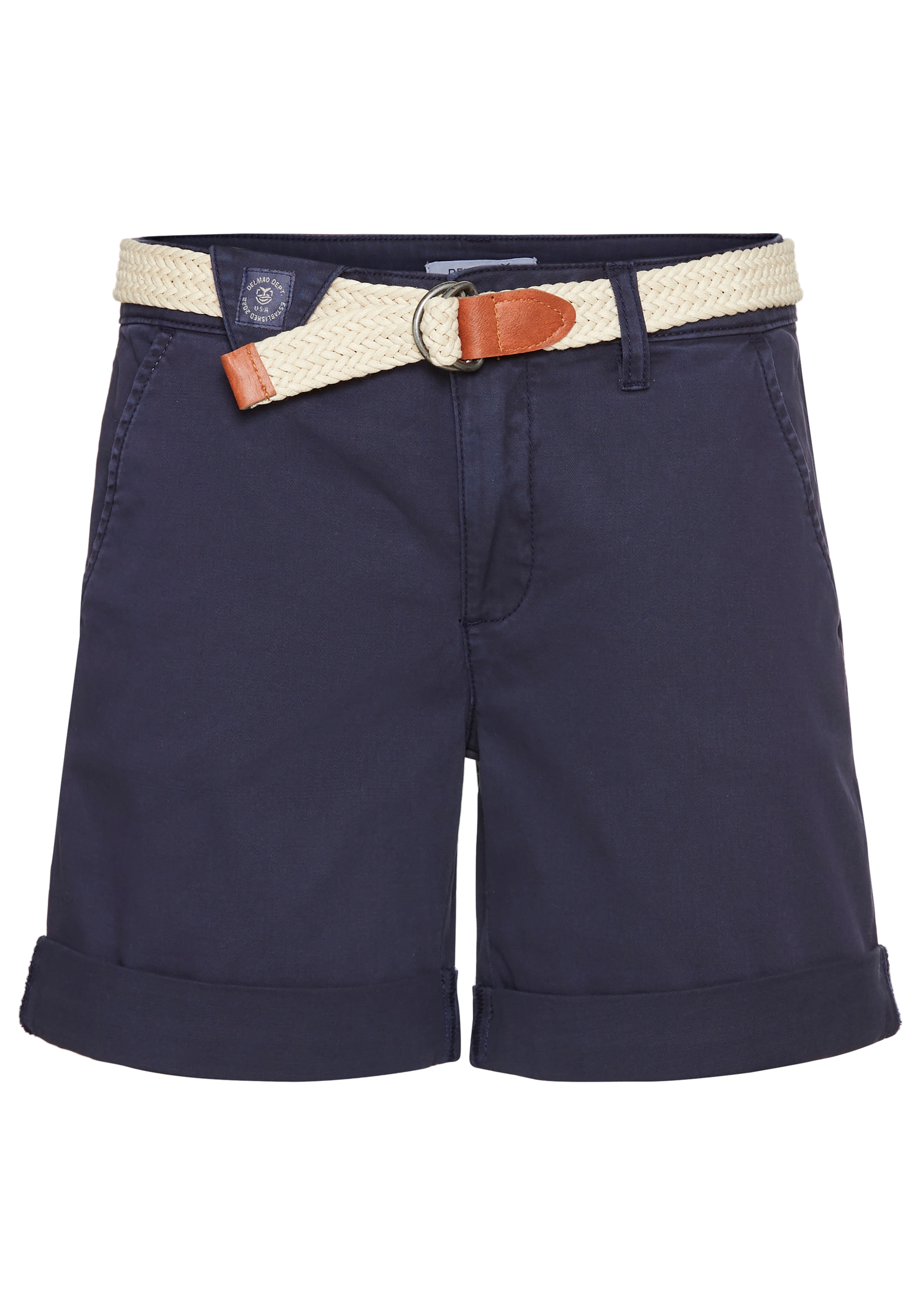 DELMAO Shorts, (2 tlg., inklusive Stoffgürtel), in trendiger Turn-up Form