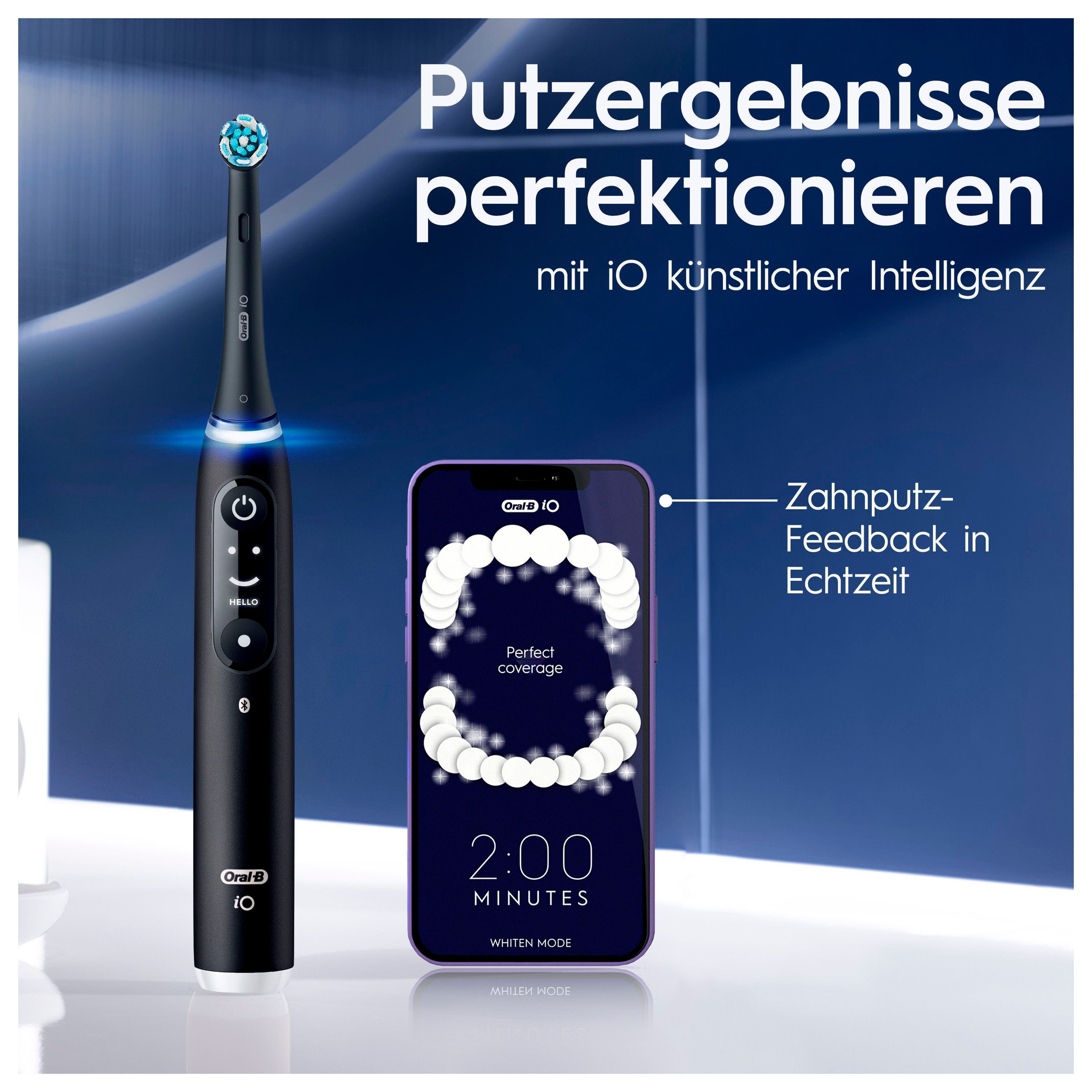 Oral-B Elektrische Zahnbürste »iO 6«, 2 St. Aufsteckbürsten, mit Magnet-Technologie, Display, 5 Putzmodi, Reiseetui