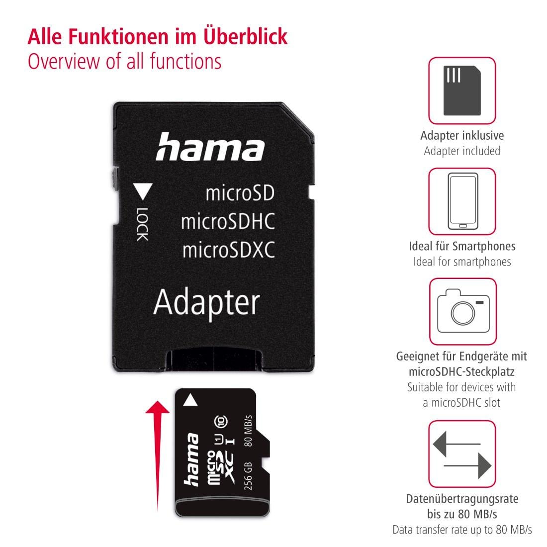 Hama Speicherkarte »microSD Karte in schwarz, Größe 256 GB