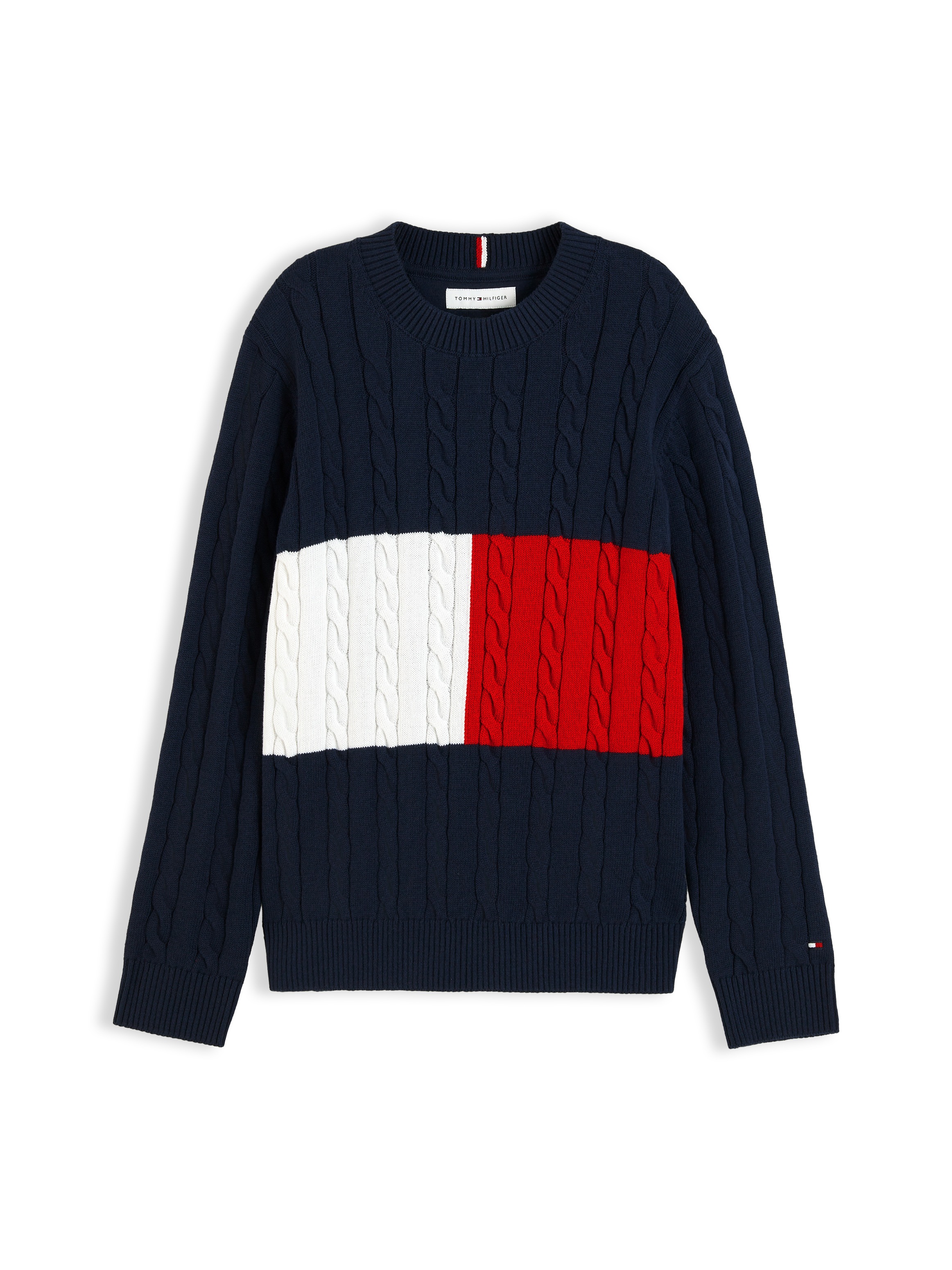 Tommy Hilfiger Strickpullover Zopfmuster, Regular Fit, reine Baumwolle, Kinder bis 16 Jahre