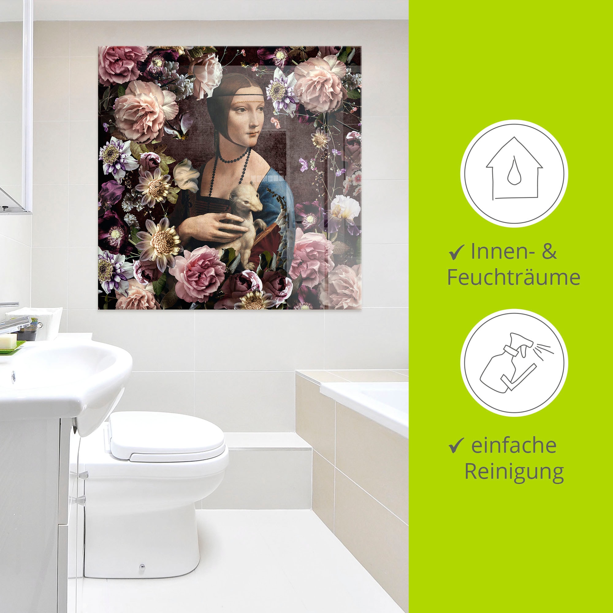 Artland Glasbild »Lady mit Hermelin - Da Vinci Adaption« Portrait 1 Stk. tlg. in verschiedenen Größen