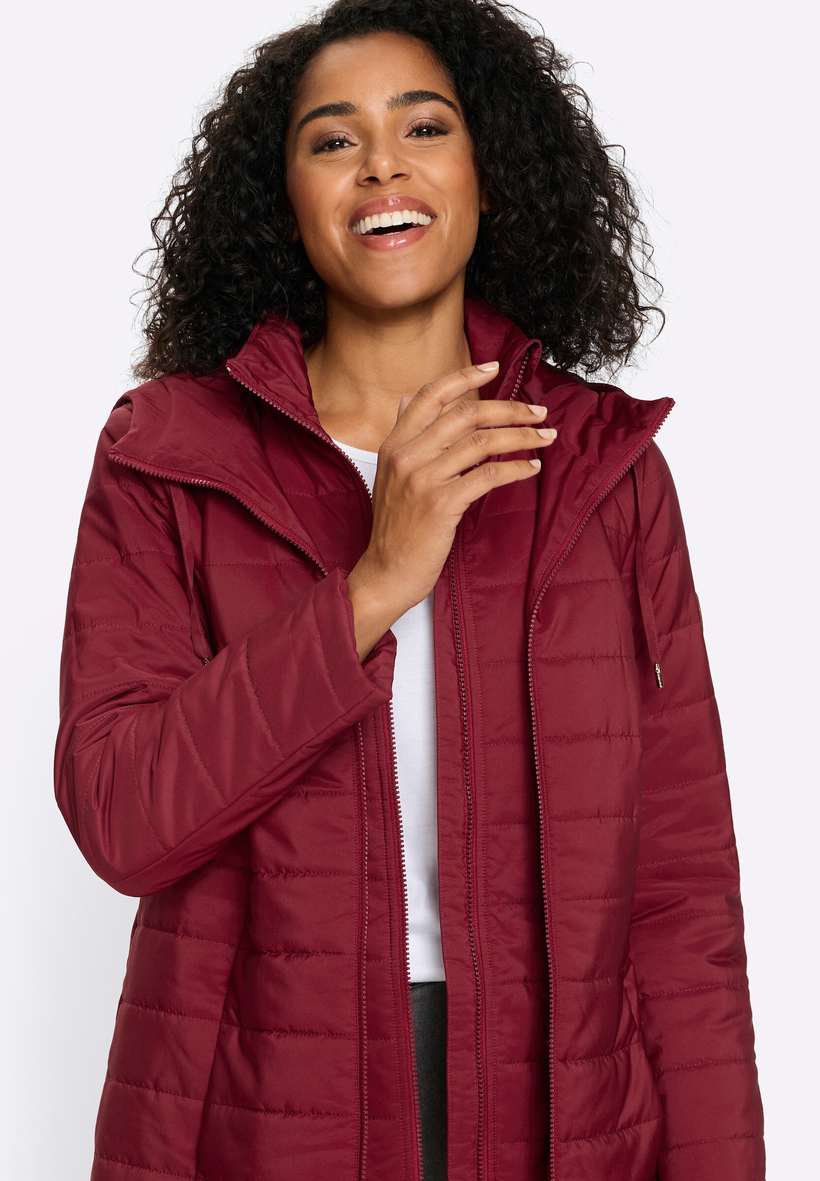 Sieh an! Steppjacke »Longjacke Longjacke in 2-in-1-Optik« mit Kapuze
