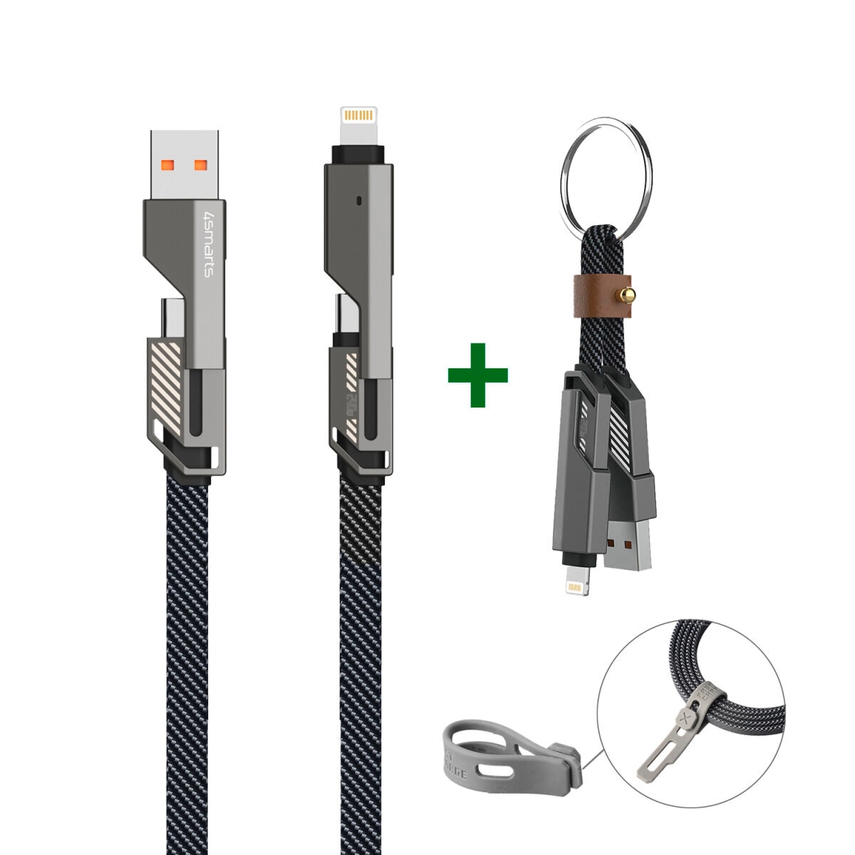 4smarts USB-Kabel »USB-C Kabel ComboCord Flat 240W, 1,5m + Keyring Kabel«, USB-C, 150,00 cm