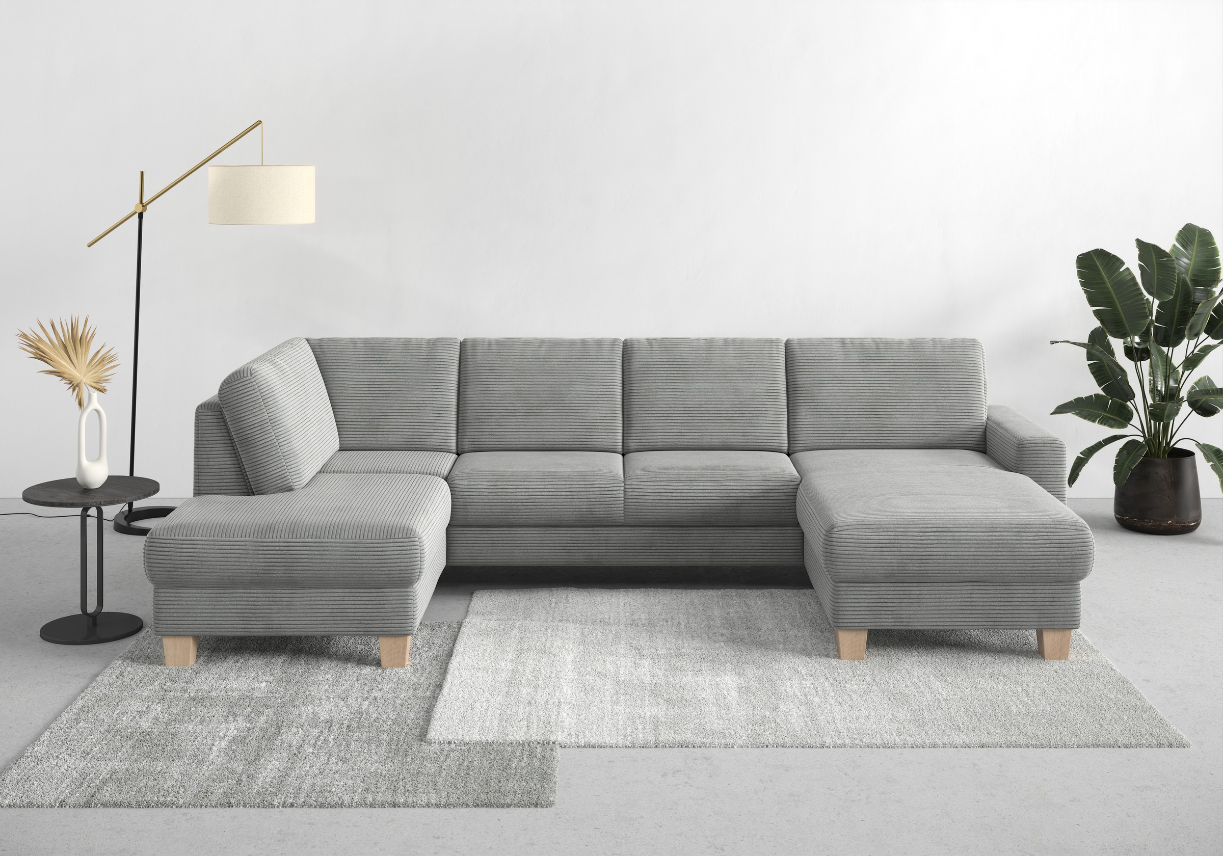 Home affaire Wohnlandschaft »Summer U-Form«, mit oder ohne Bettfunktion und Bettkasten, Cord-Bezug