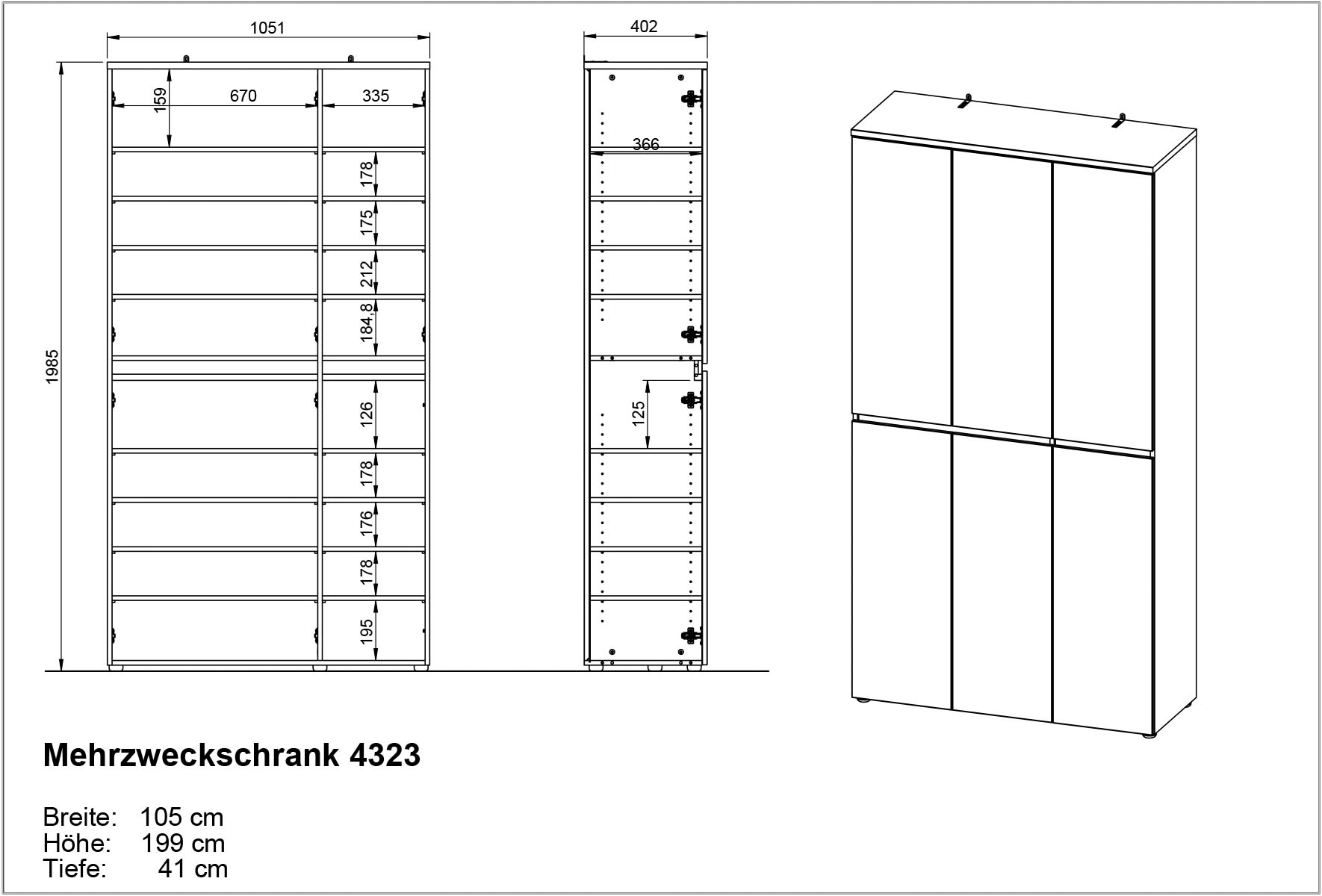 GERMANIA Mehrzweckschrank, mit Einlegeböden zur individuellen Gestaltung,  Fronten in Hochglanz im OTTO Online Shop