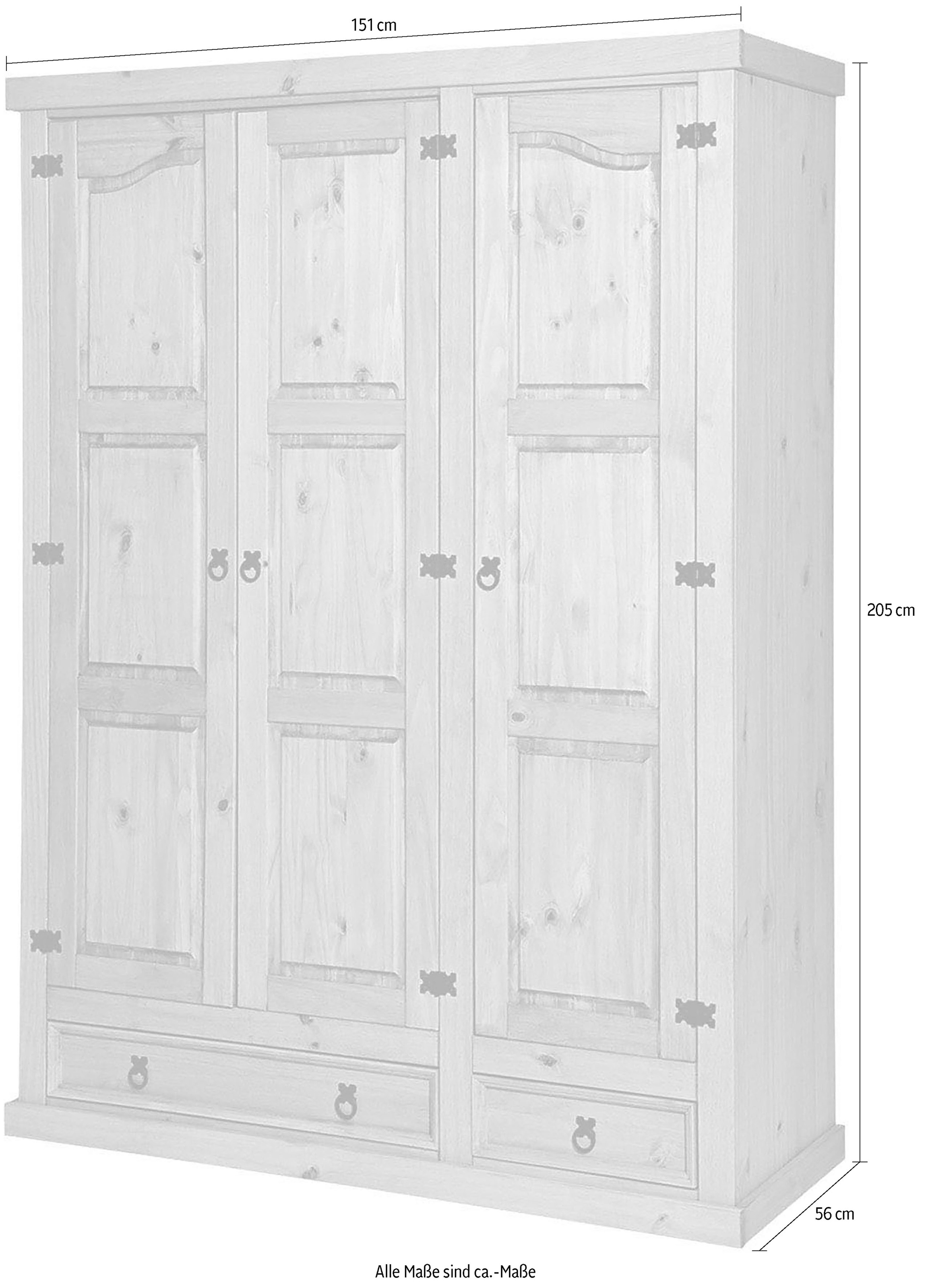 Home affaire Kleiderschrank, (1 St.), Holzoberfläche honigfarbend gewachst