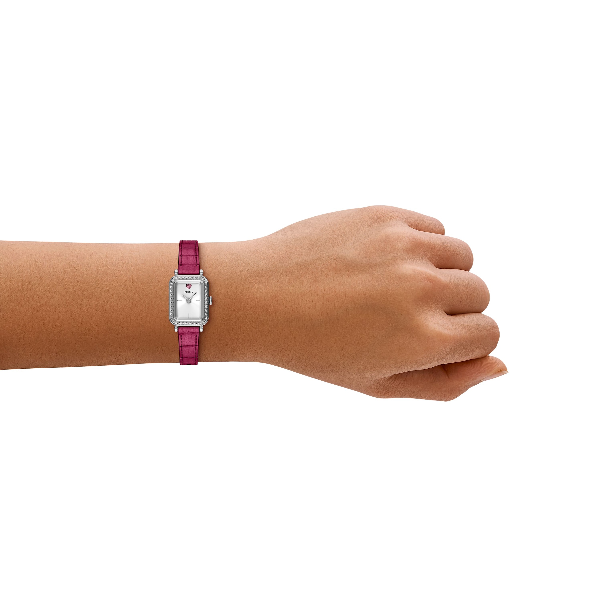 Fossil Quarzuhr »Raquel« Armbanduhr, Damenuhr, Lederarmband, analog, Glassteine