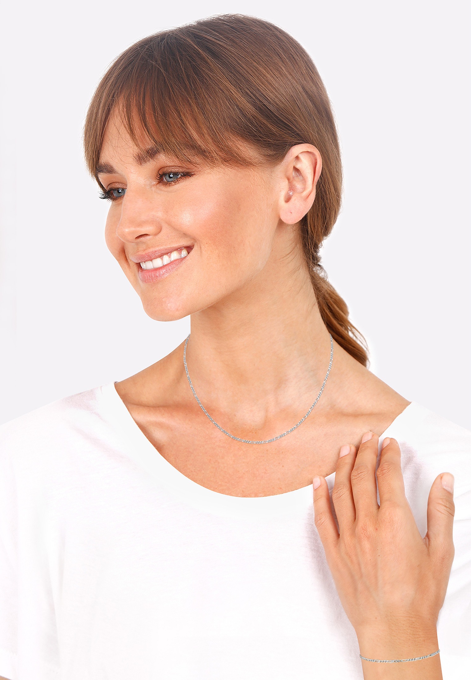 Elli Ohrring und Ketten Set »Schmuckset Figaro Halskette Armband Basic Allround 925 Silber«
